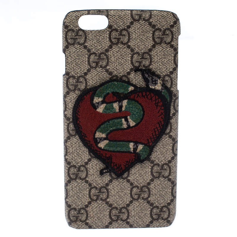 Gucci Beige Gg Supreme Snake Heart Iphone 7 Case Gucci Tlc