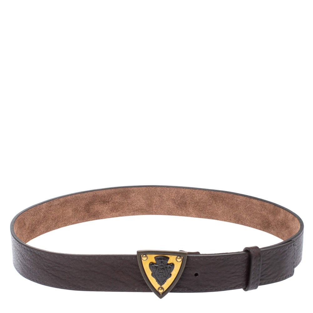 Pre Owned Gucci Dark Brown Leather Hysteria Crest Belt 90 CM