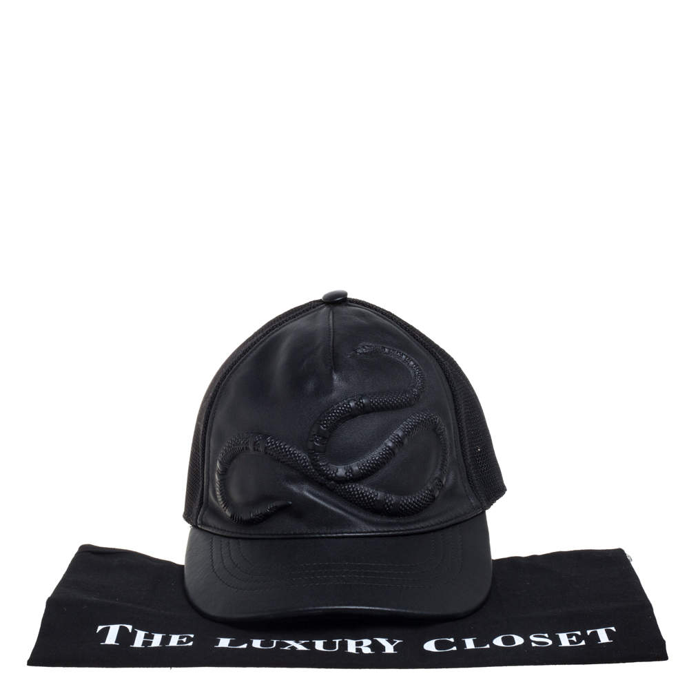 Discover more gifts from the Gucci Garden. A snake embossed leather  baseball hat.