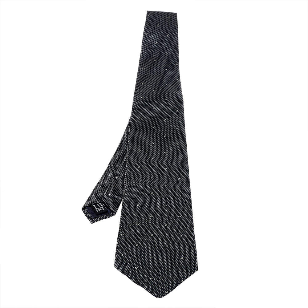Pre Owned Gucci Navy Blue G Pattern Silk Traditional Tie