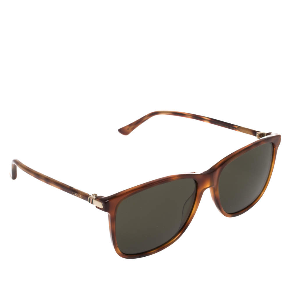 Pre Owned Gucci Black/Brown Tortoise GG0017S Wayfarer Sunglasses