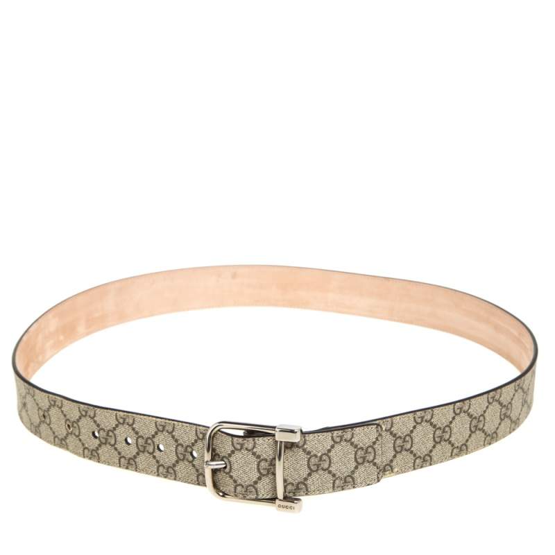 Pre Owned Gucci Beige GG Supreme Canvas Buckle Belt 105CM