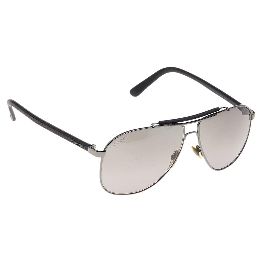 Pre Owned Gucci Gunmetal Tone/ Grey Gradient GG 2215-S Navigator Sunglasses