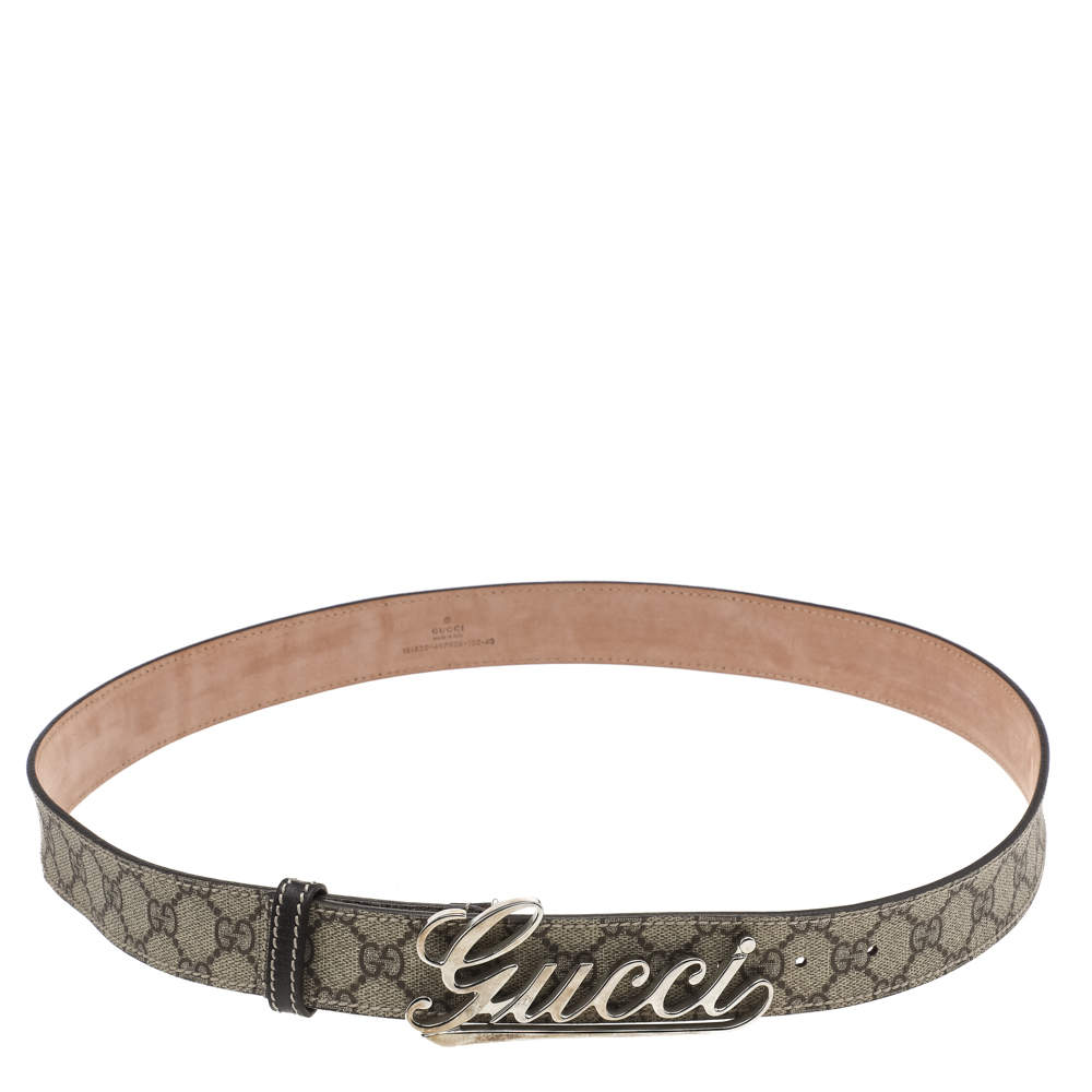 Pre Owned Gucci Beige/Brown GG Supreme Canvas Belt 100 CM