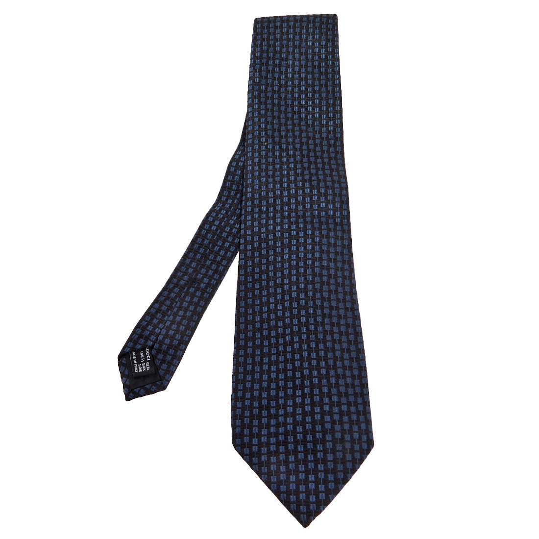 Gucci Navy Blue Silk Jacquard Tie