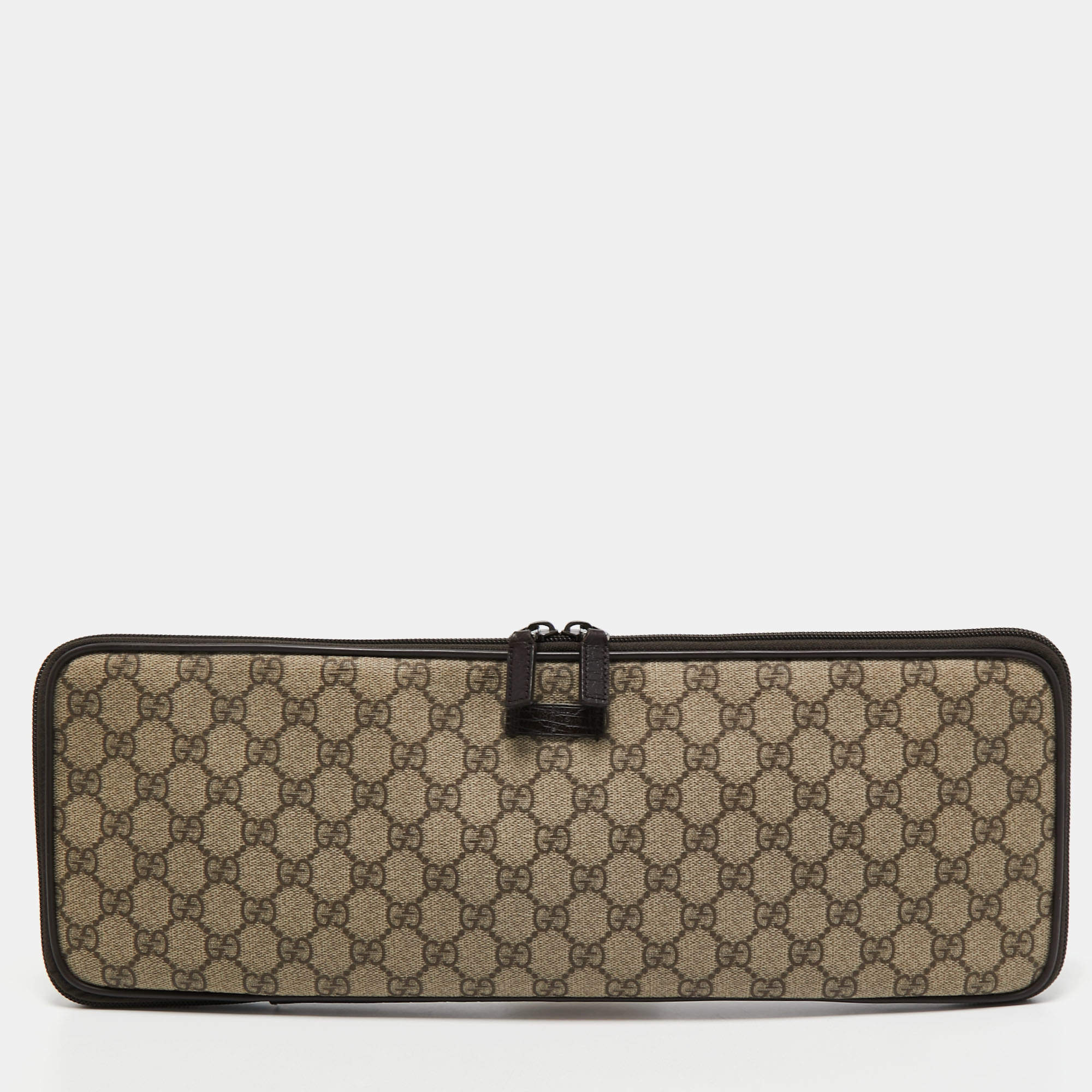 مملوكة مسبقًا Gucci Beige GG Supreme Canvas and Leather Travel Tie Case