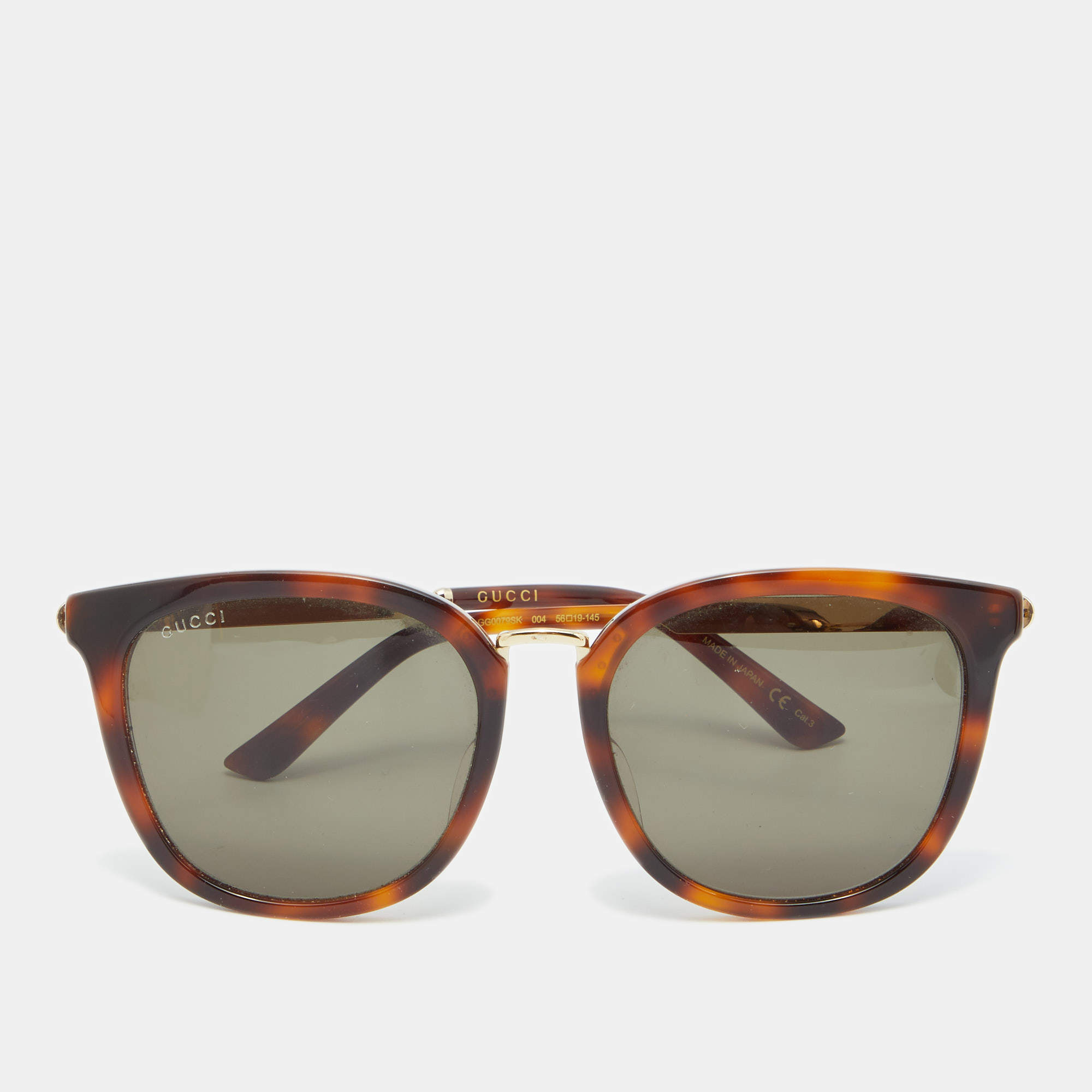 Gucci Brown Havana/Grey GG0079SK Aviator Sunglasses