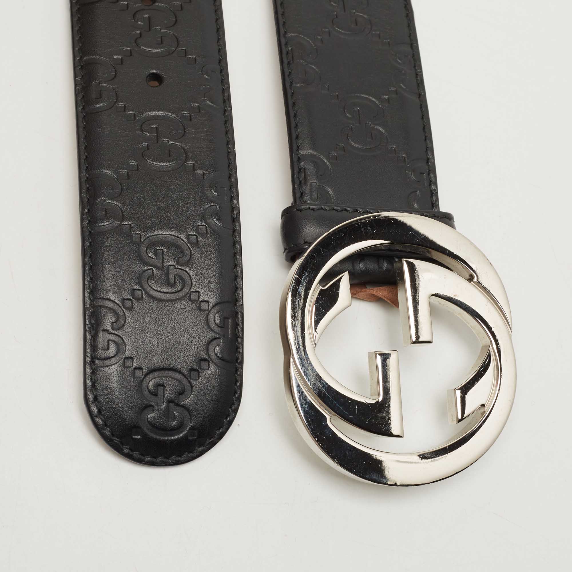 Guccissima belt with interlocking g best sale