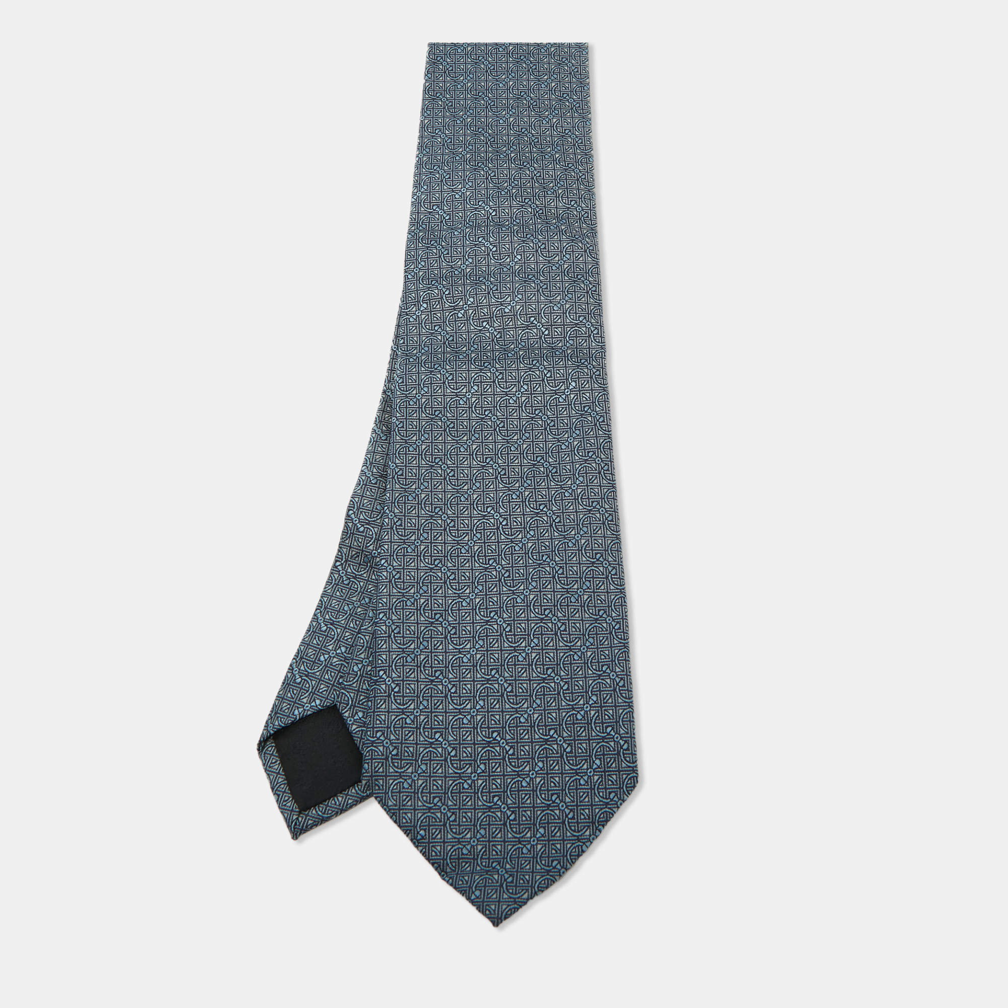 Gucci Blue Patterned Silk Tie