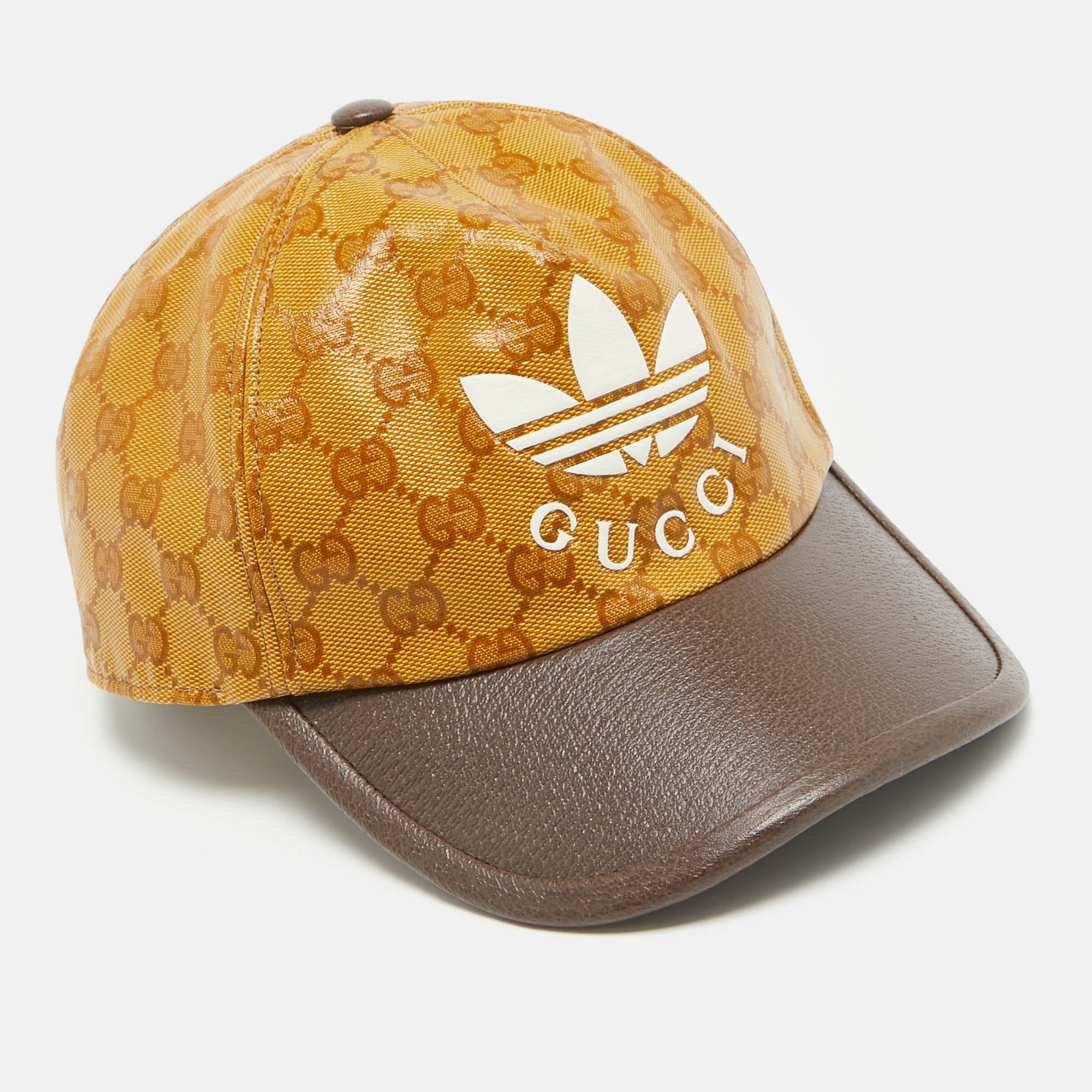 Pre Owned Gucci X Adidas Yellow GG Coated Canvas Baseball Cap XS