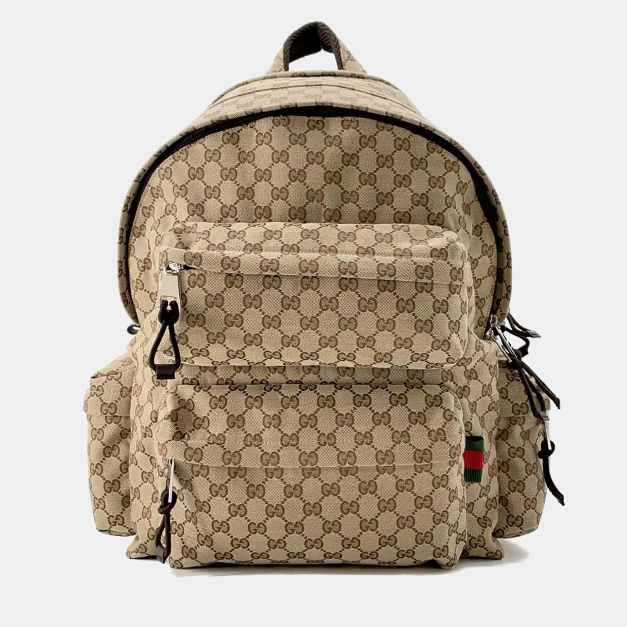 Gucci Beige Canvas GG Backpack