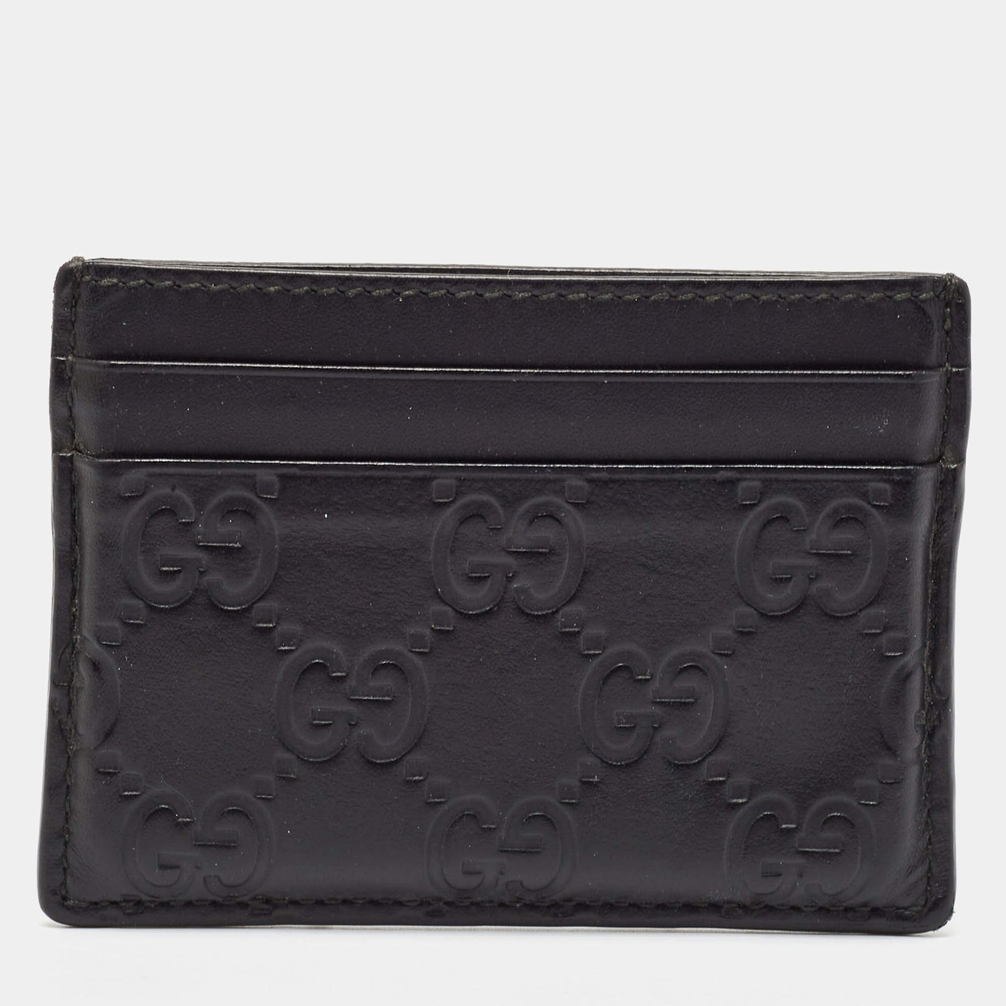 Gucci Black Guccissima Leather Card Holder