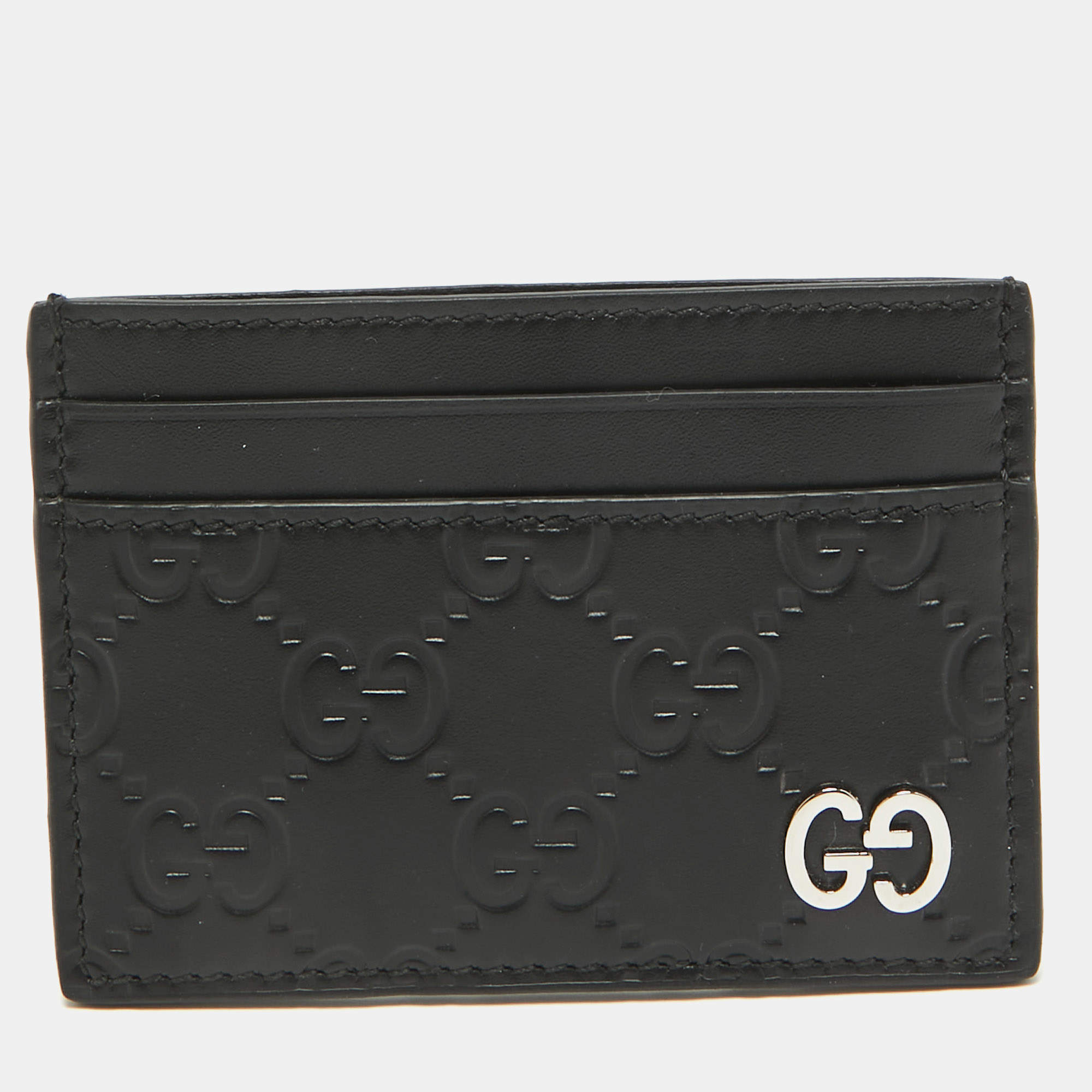 Gucci Black Guccissima Leather Card Holder