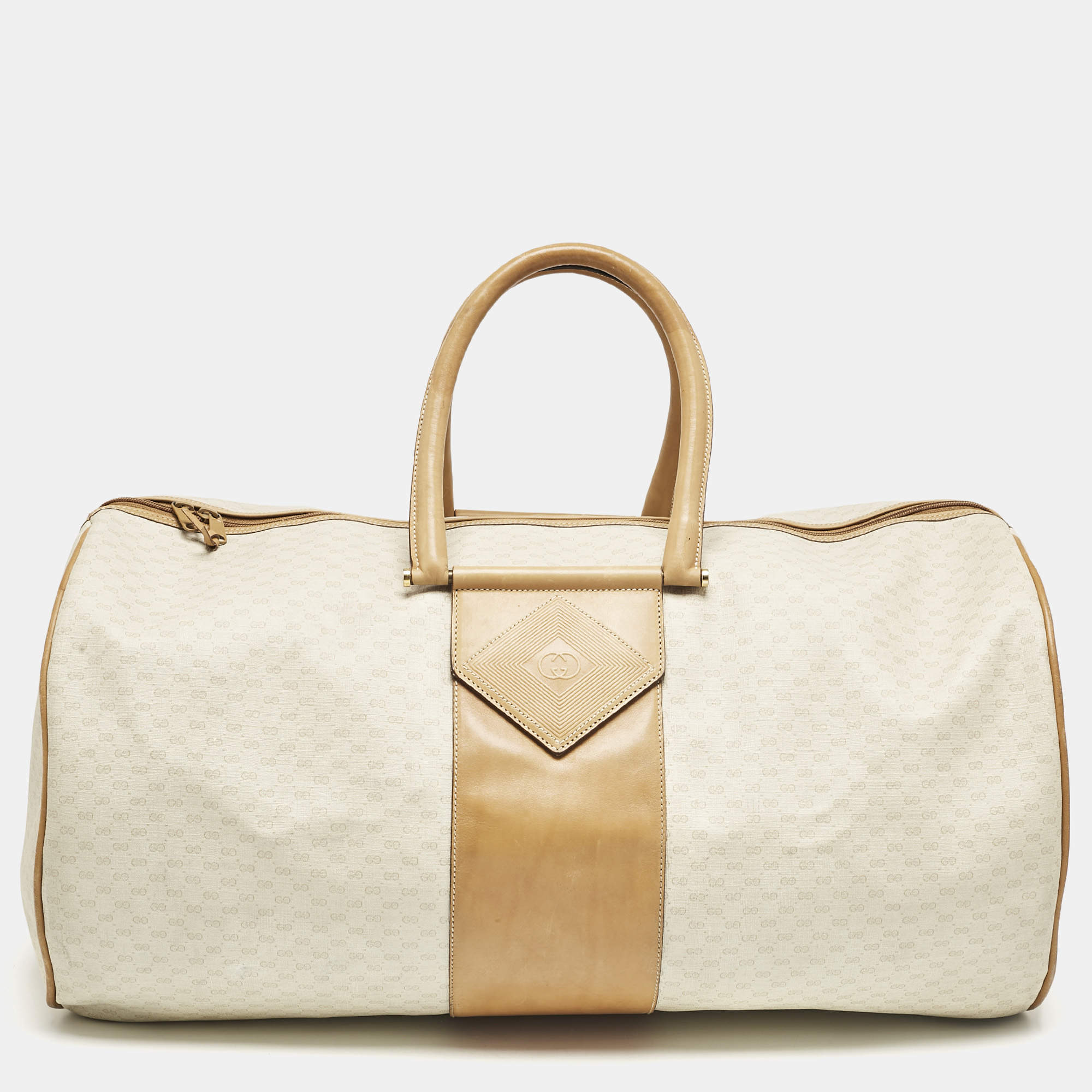 Gucci Light Beige/Tan Micro GG Supreme Canvas Duffle Bag