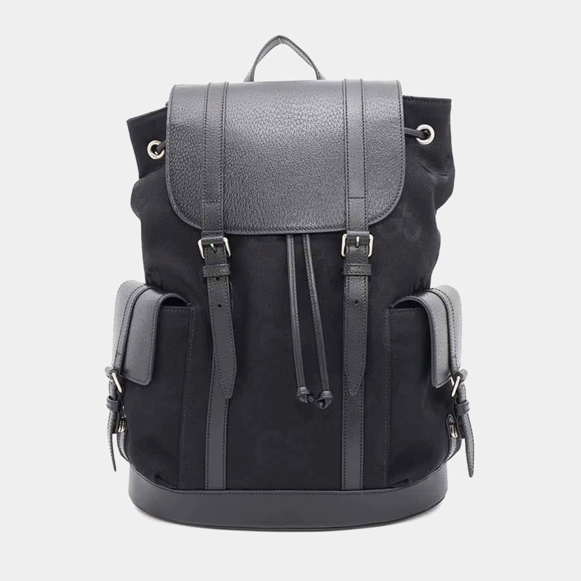Gucci Black Canvas and Leather Jumbo GG Backpack