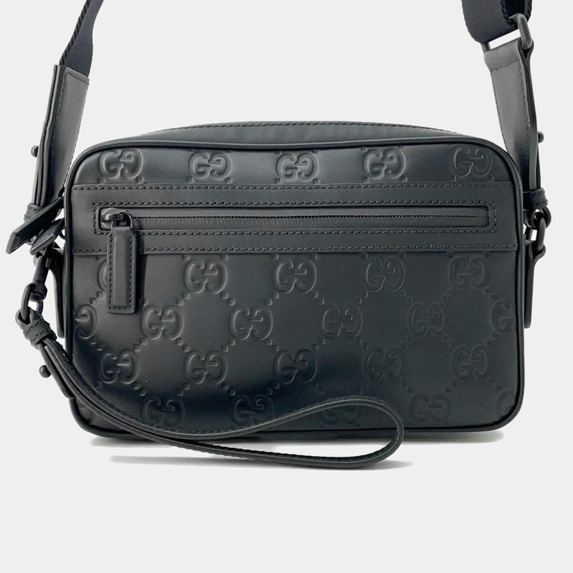 Gucci Black GG Rubber Effect Small Cross Body Bag 
