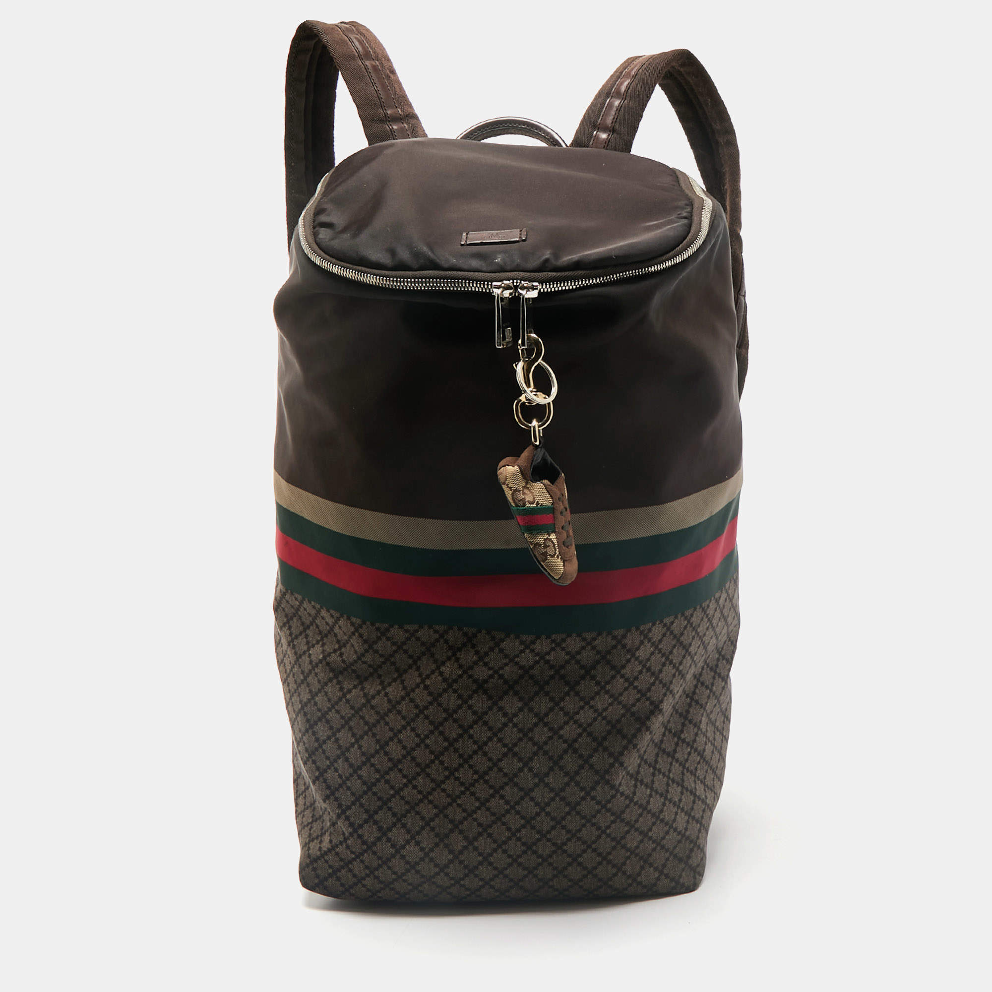 Gucci Brown Diamante Nylon Web Backpack