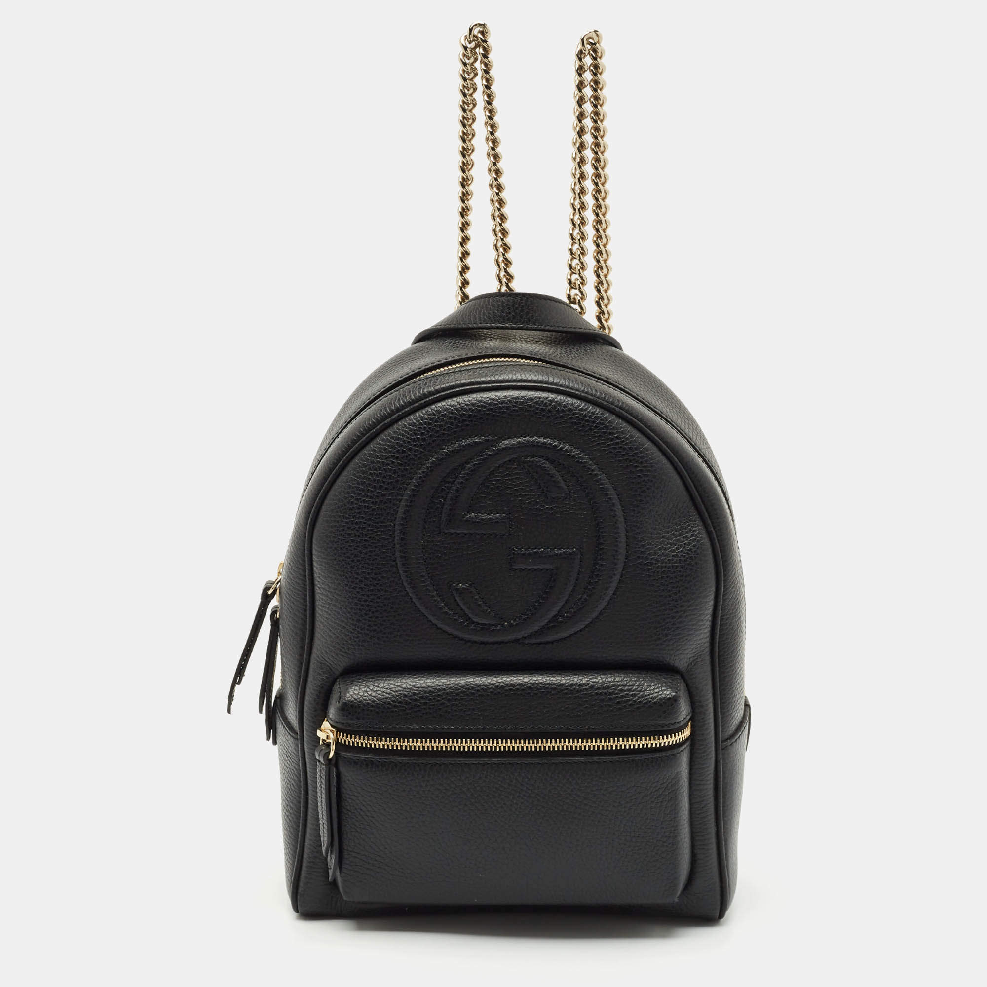 Gucci Black Leather Soho Chain Backpack