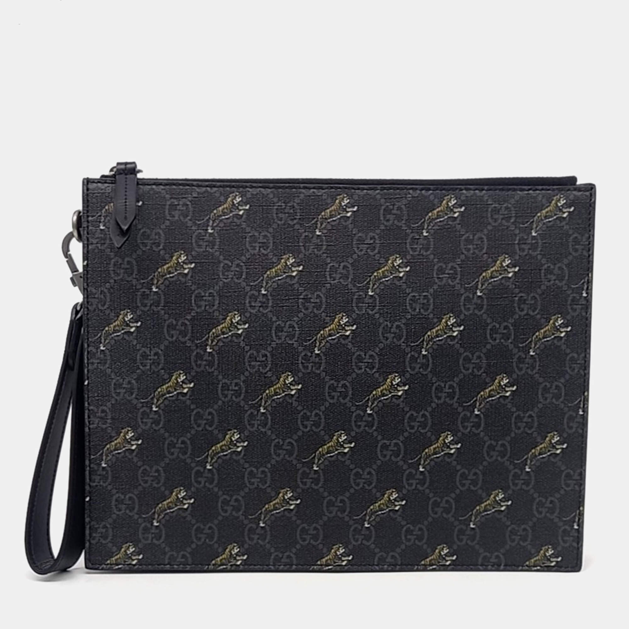 Gucci Grey PVC Supreme GG Clutch