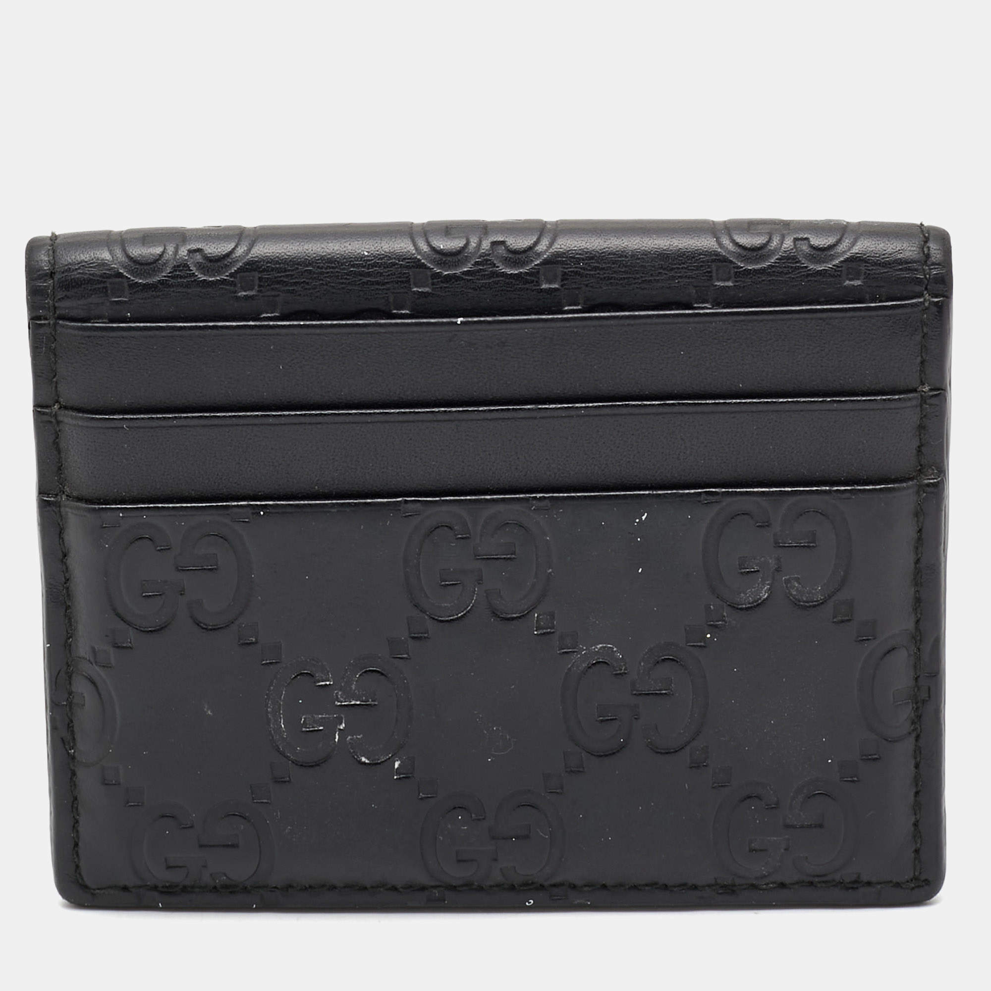 Gucci Black Guccissima Leather Bifold Card Holder 