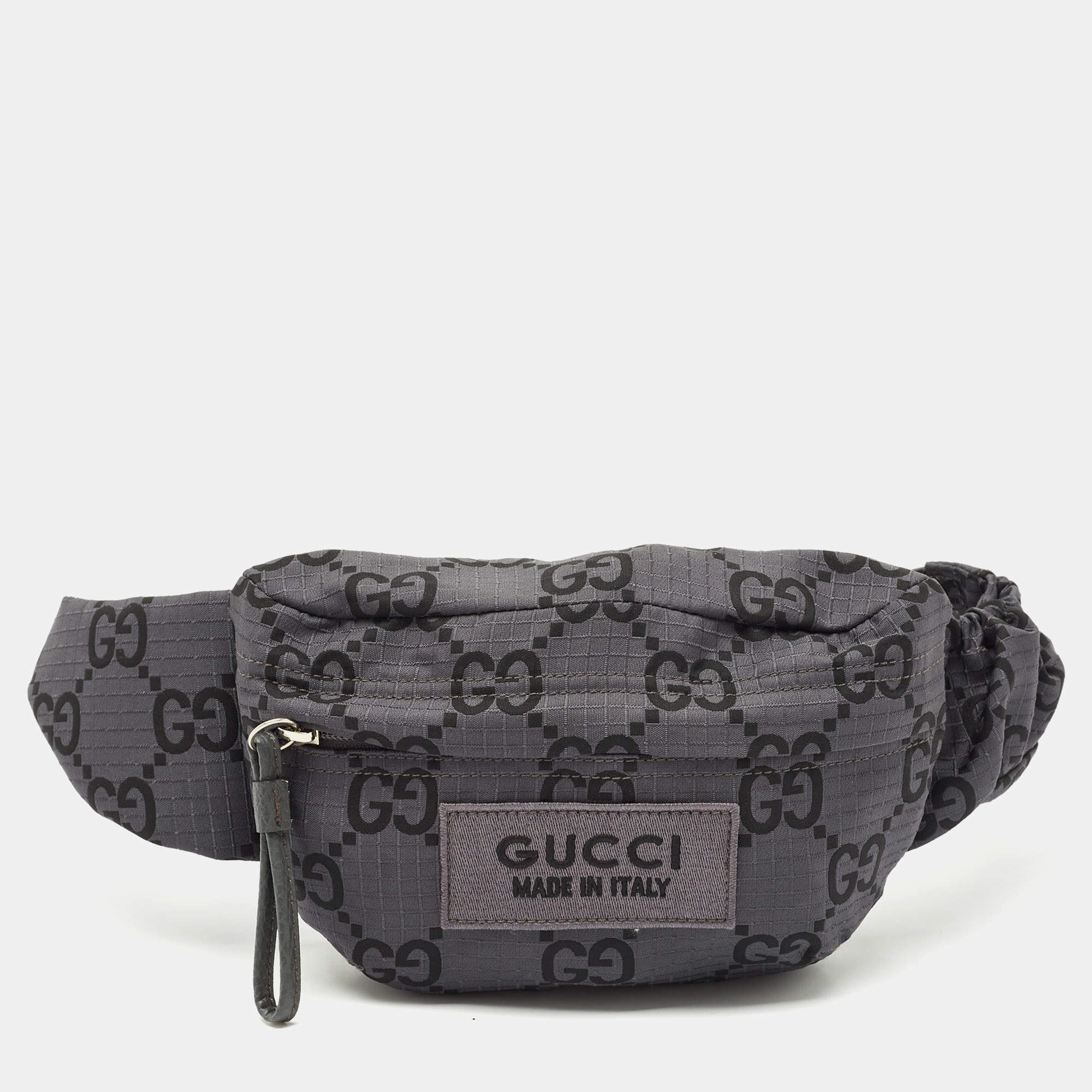 مملوكة مسبقًا حقيبة خصر غوتشي نايلون رمادي GG ريبستوب