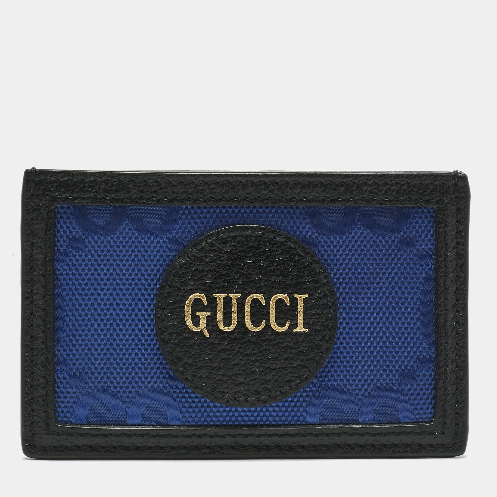 Pre Owned Gucci Blue/Black GG Nylon and Leather Off The Grid Card Case