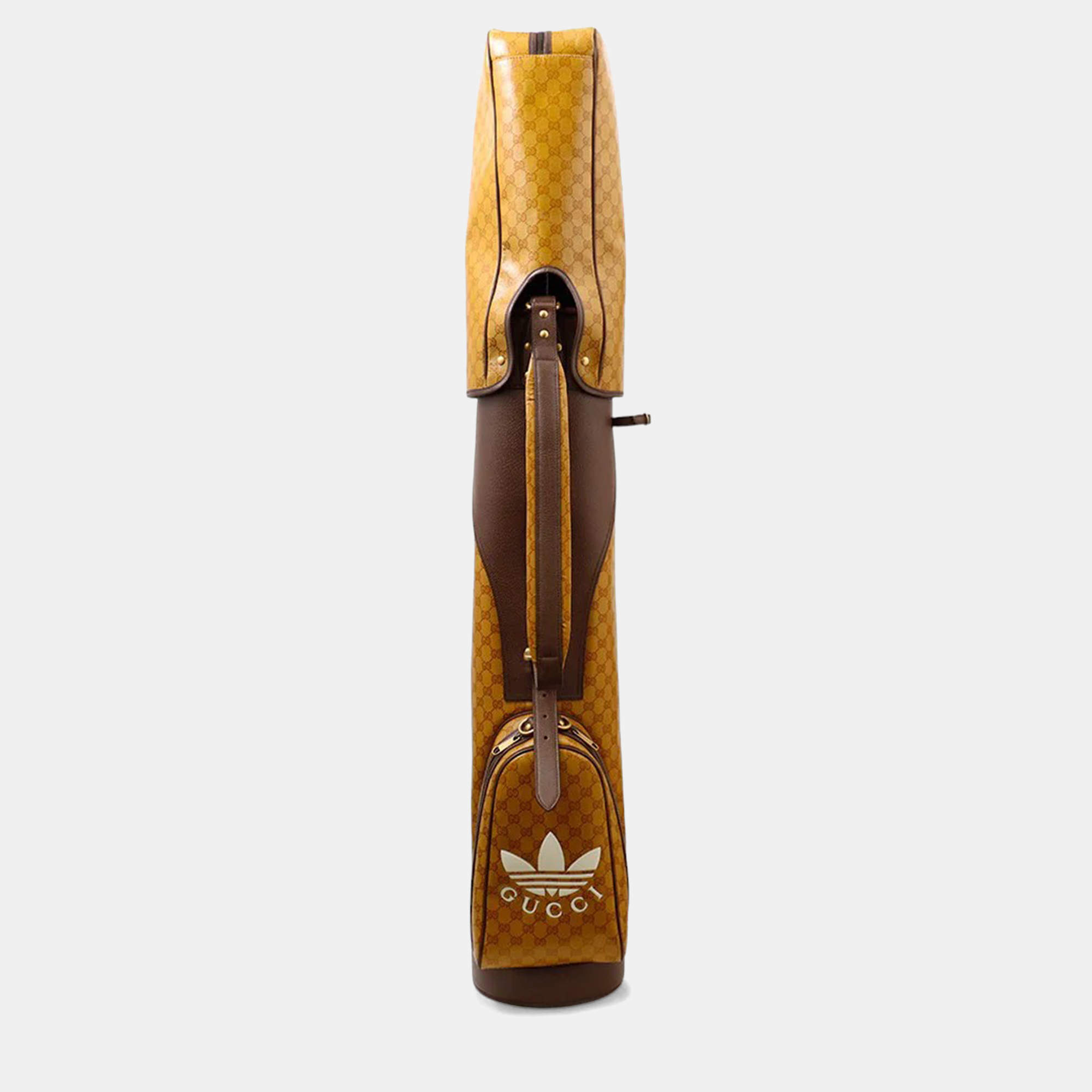 Pre Owned Gucci Adidas Collaboration Gg Crystal Golf Bag Camel/Brown Leather