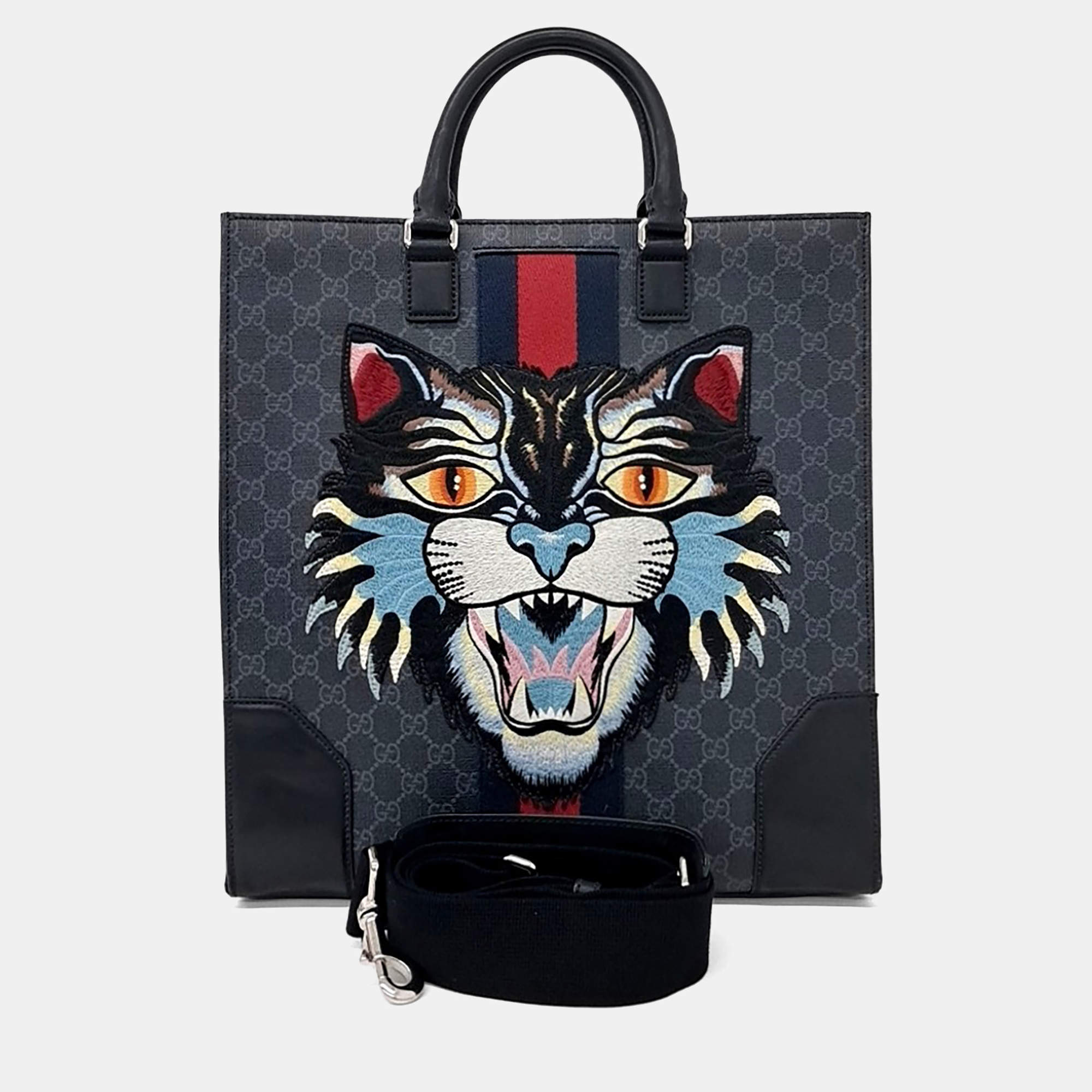 Pre Owned Gucci Grey PVC Pvc Tote And Shoulder Bag