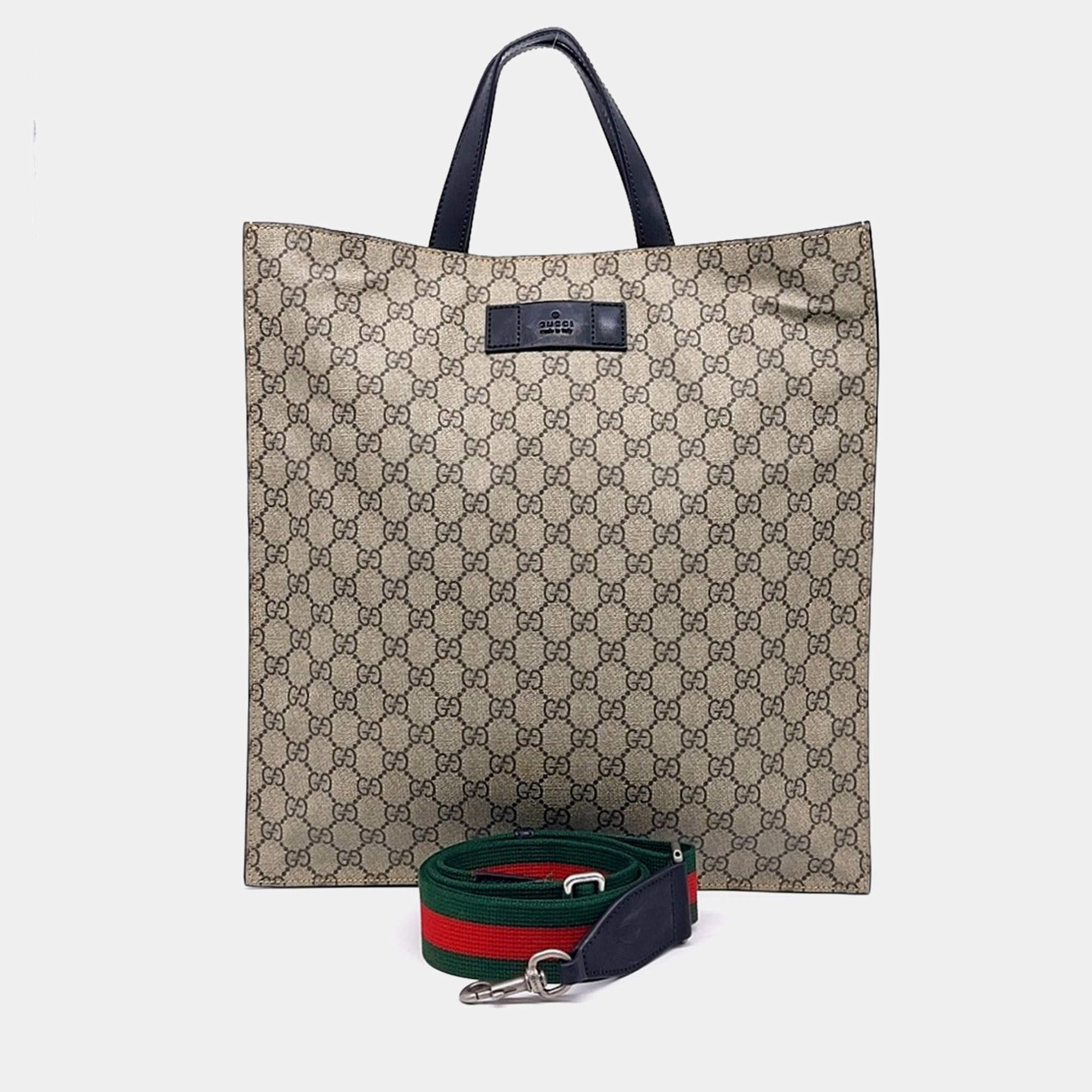 مملوكة مسبقًا Gucci Beige PVC Supreme PVC Tote and Shoulder Bag