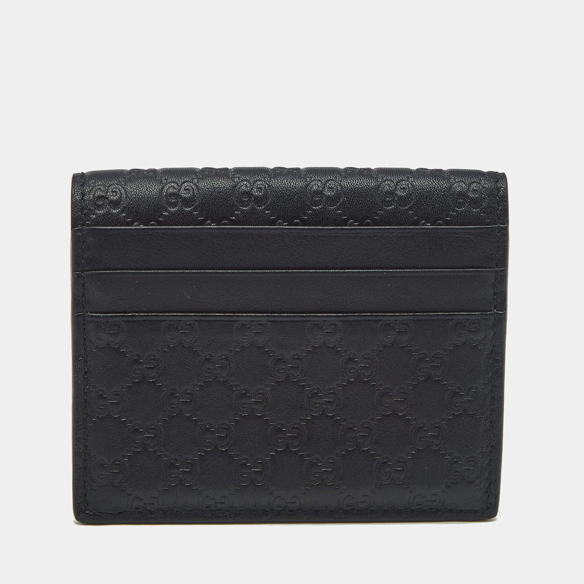 Pre Owned Gucci Black Microguccissima Leather Card Holder