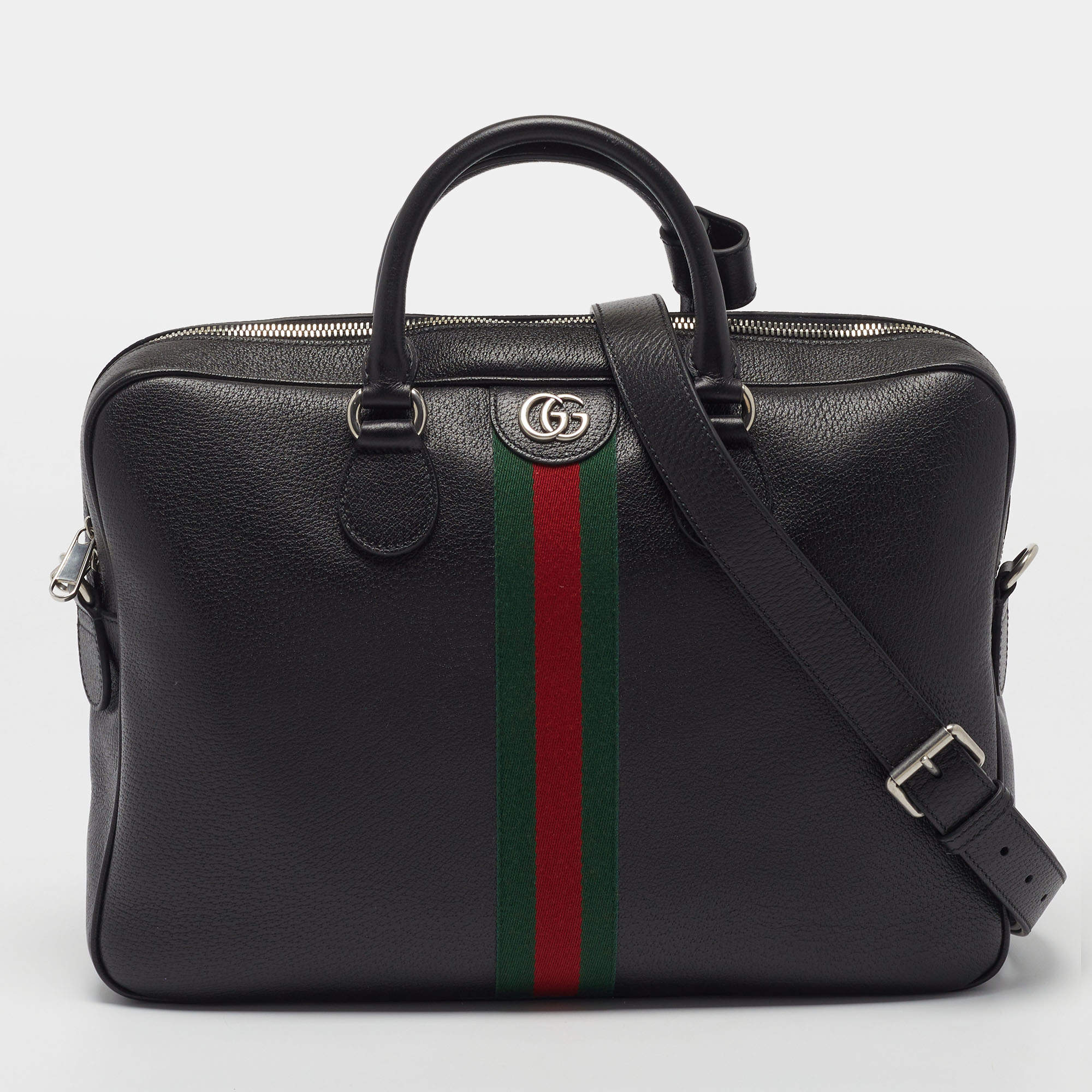 Pre Owned Gucci Ophidia Large Black Leather Briefcase