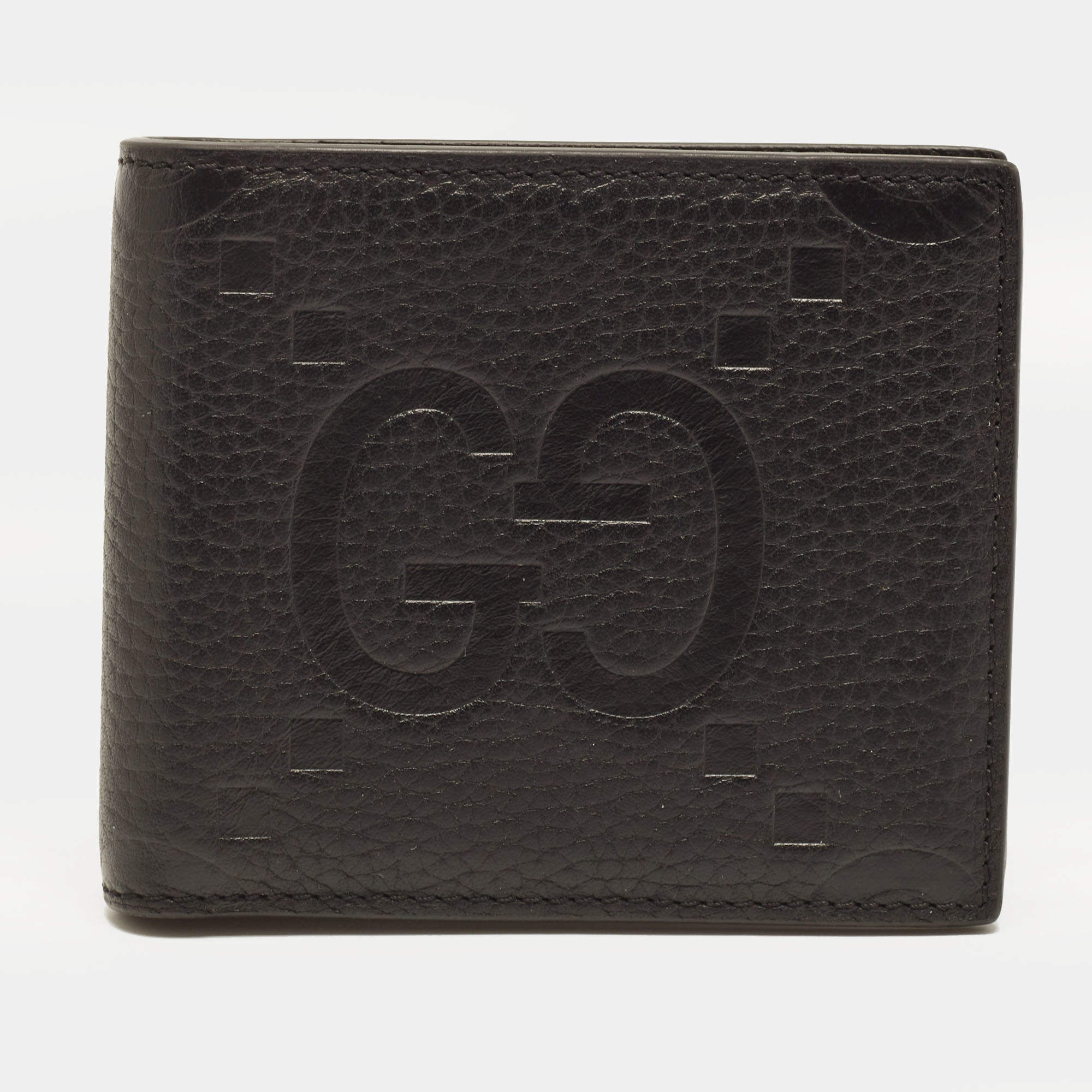 مملوكة مسبقًا Gucci GG Jumbo Black Leather Bifold Wallet