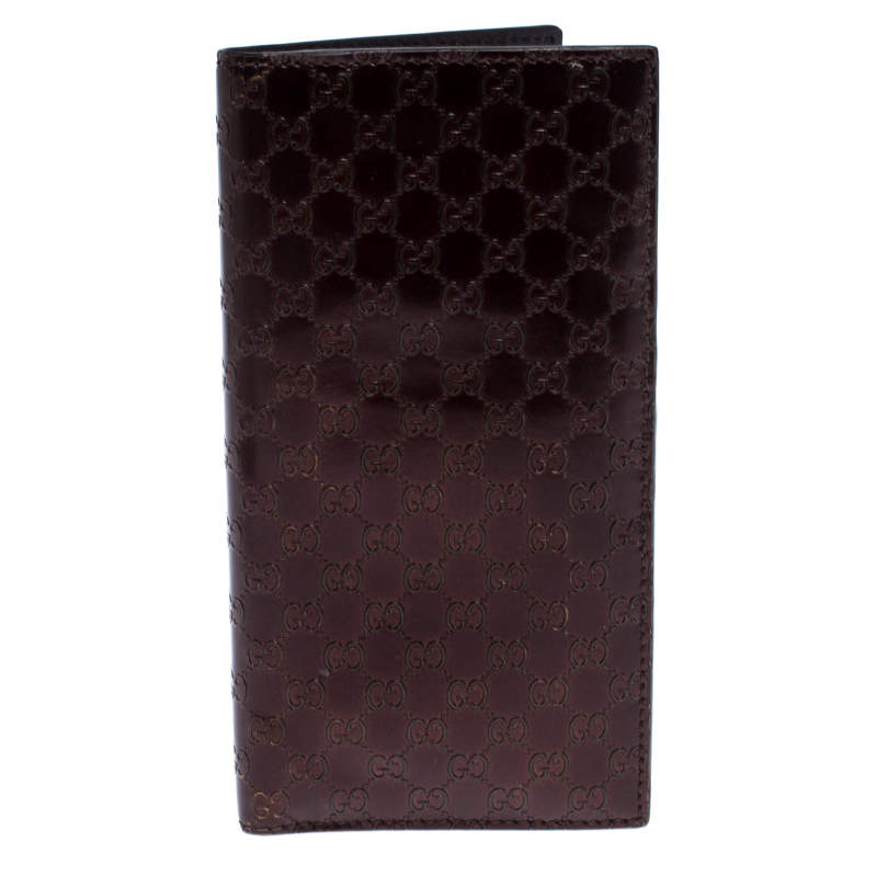 Gucci Maroon Microguccissima Leather Bifold Long Wallet