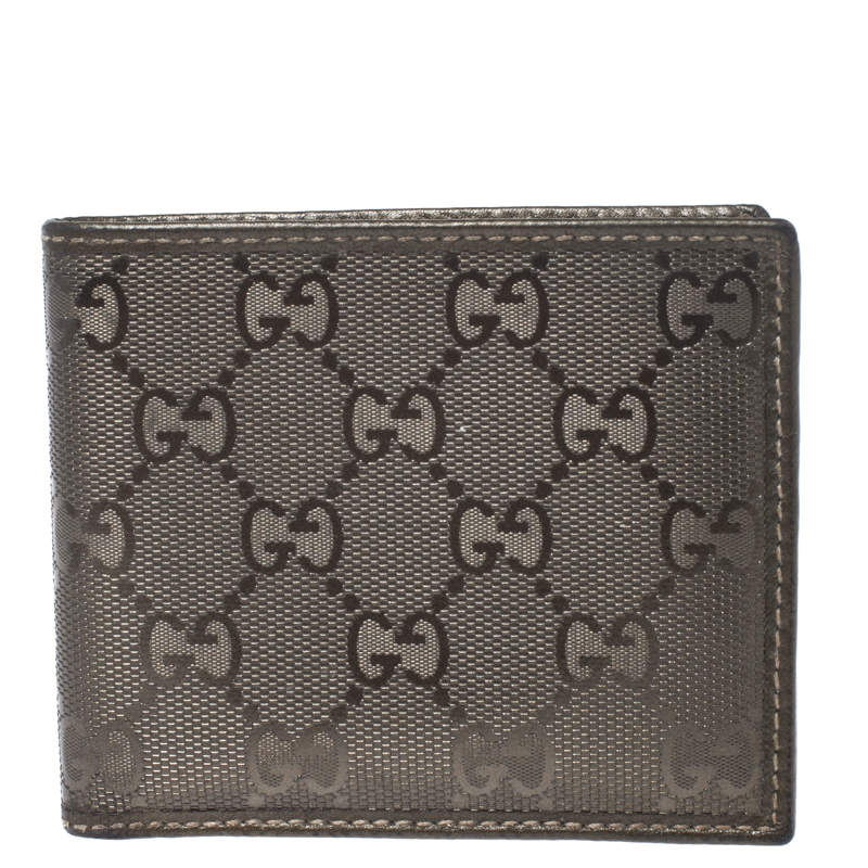 Gucci Metallic Gold GG Imprime Canvas Bi Fold Wallet