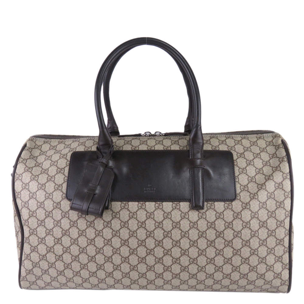 Pre Owned حقيبة غوتشي دوفل كانفاس سوبريم جي جي بنية
