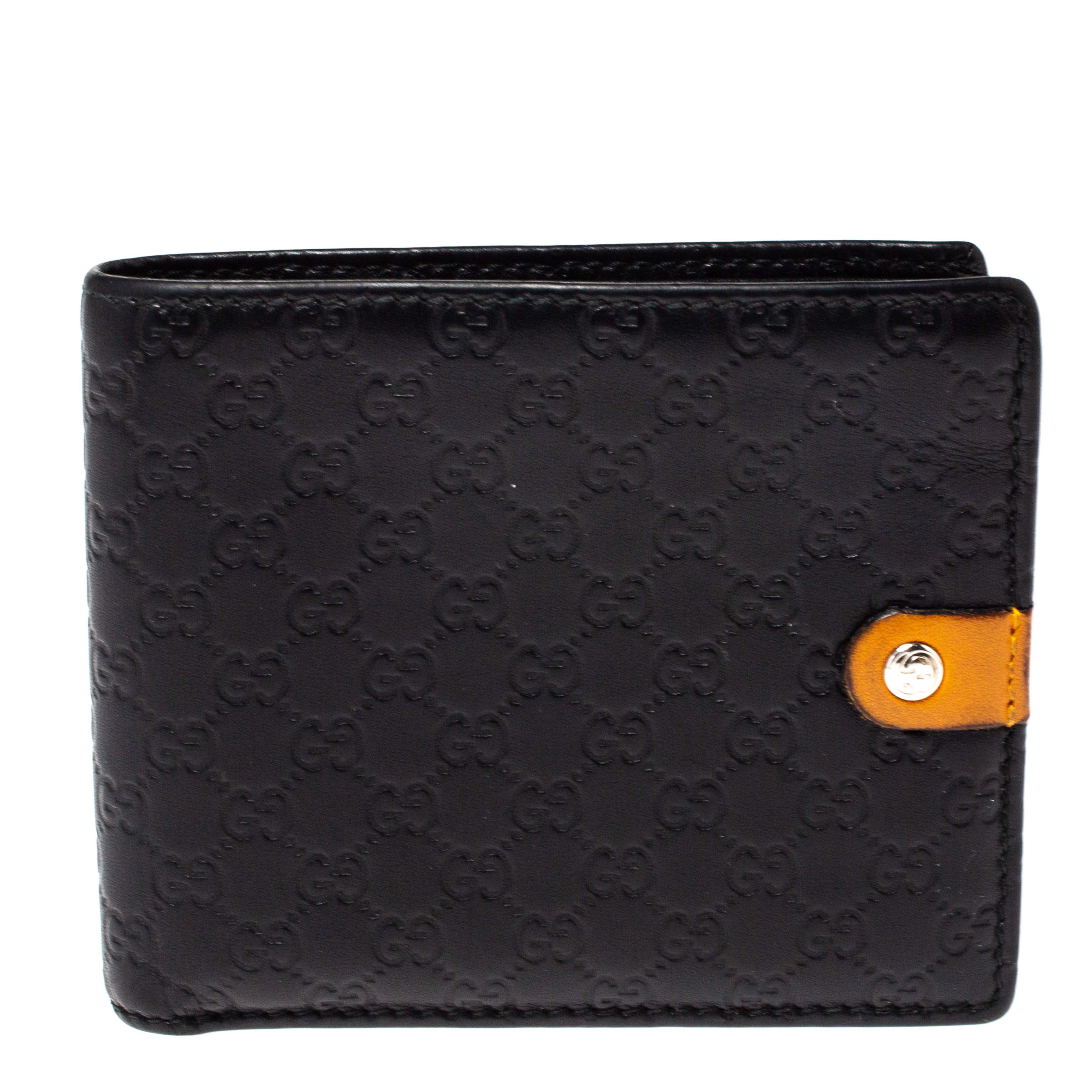 Gucci Black/Mustard GG Microguccissima Leather Bifold Wallet Gucci