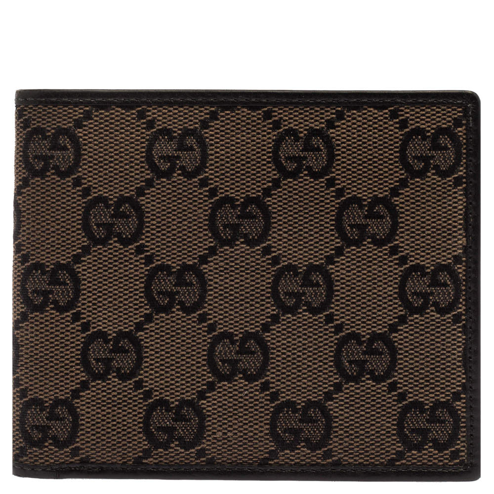 Gucci Black/Brown GG Canvas Bi-Fold Wallet