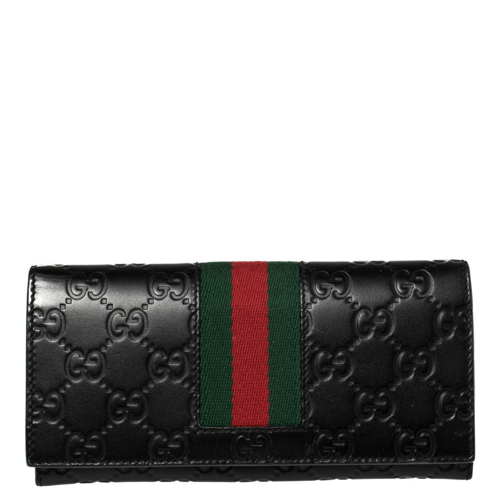 Gucci Black Guccissima Leather Web Wallet