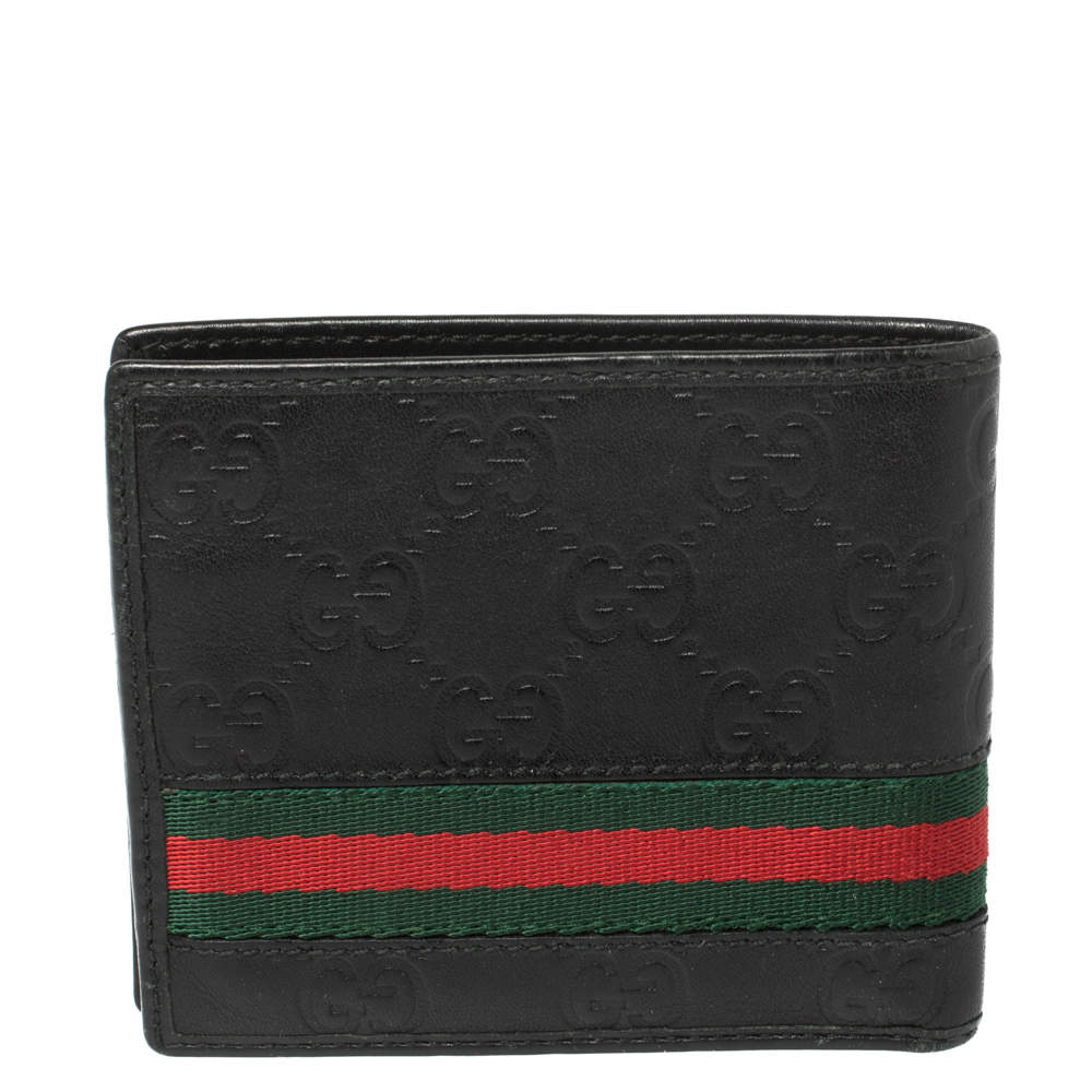 Gucci Bifold Wallet Signature Web Black in Leather - US