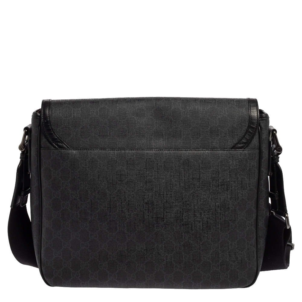 Gucci Black GG Supreme Canvas Pocket Flat Messenger Large QFB1DZ7705000