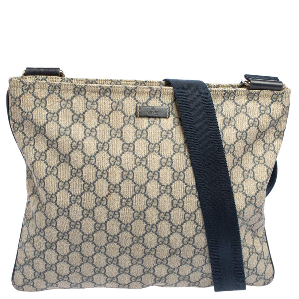Gucci Navy Blue GG Supreme Canvas Messenger Bag