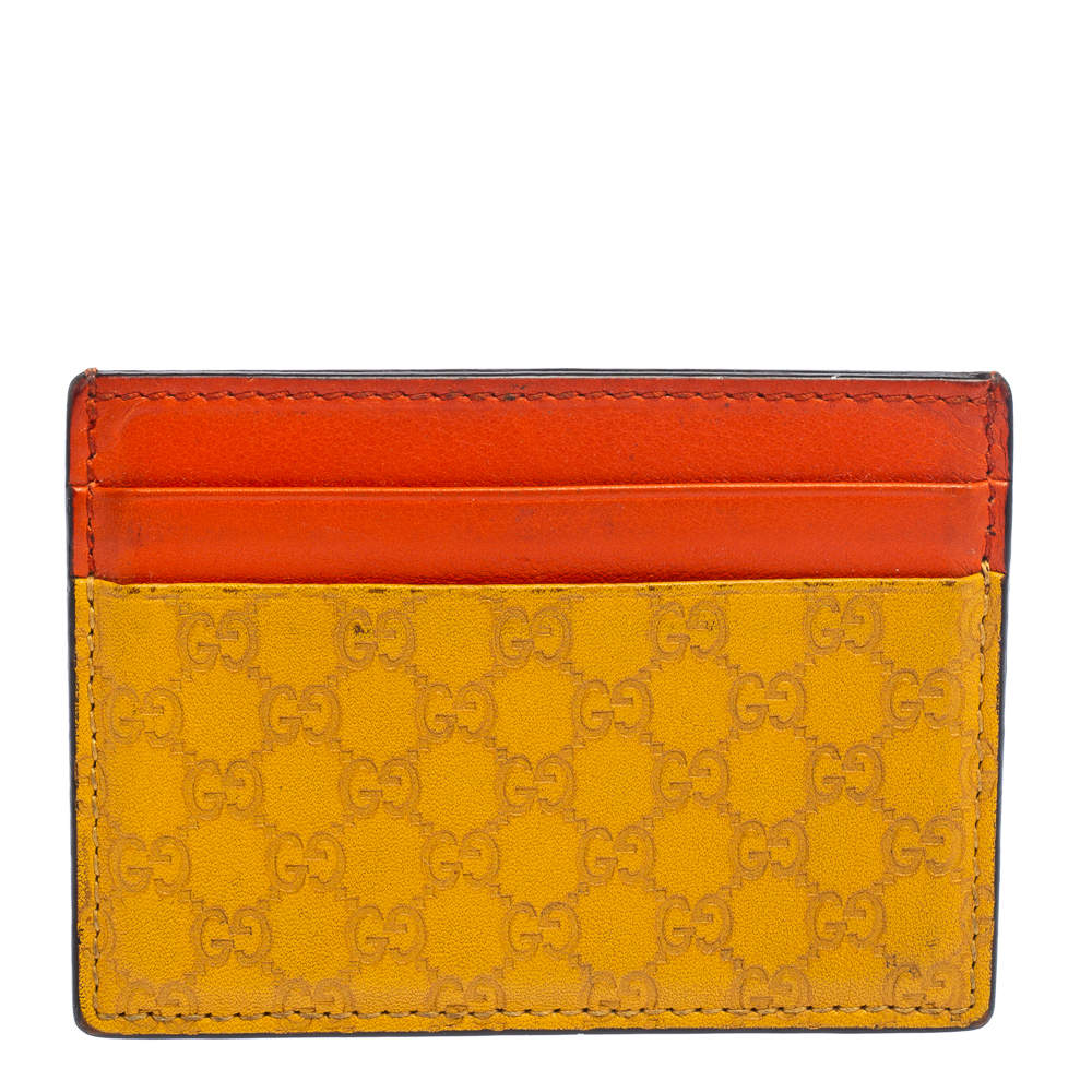 Gucci Orange/Yellow Microguccissima Leather Card Case