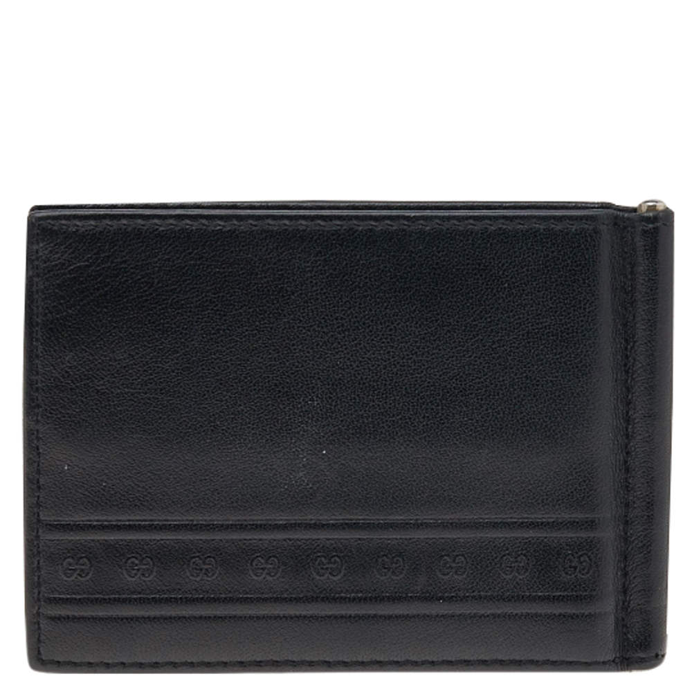 Gucci wallet money clip bi-fold wallet men's GG embossed black 676656  1W3AN1000