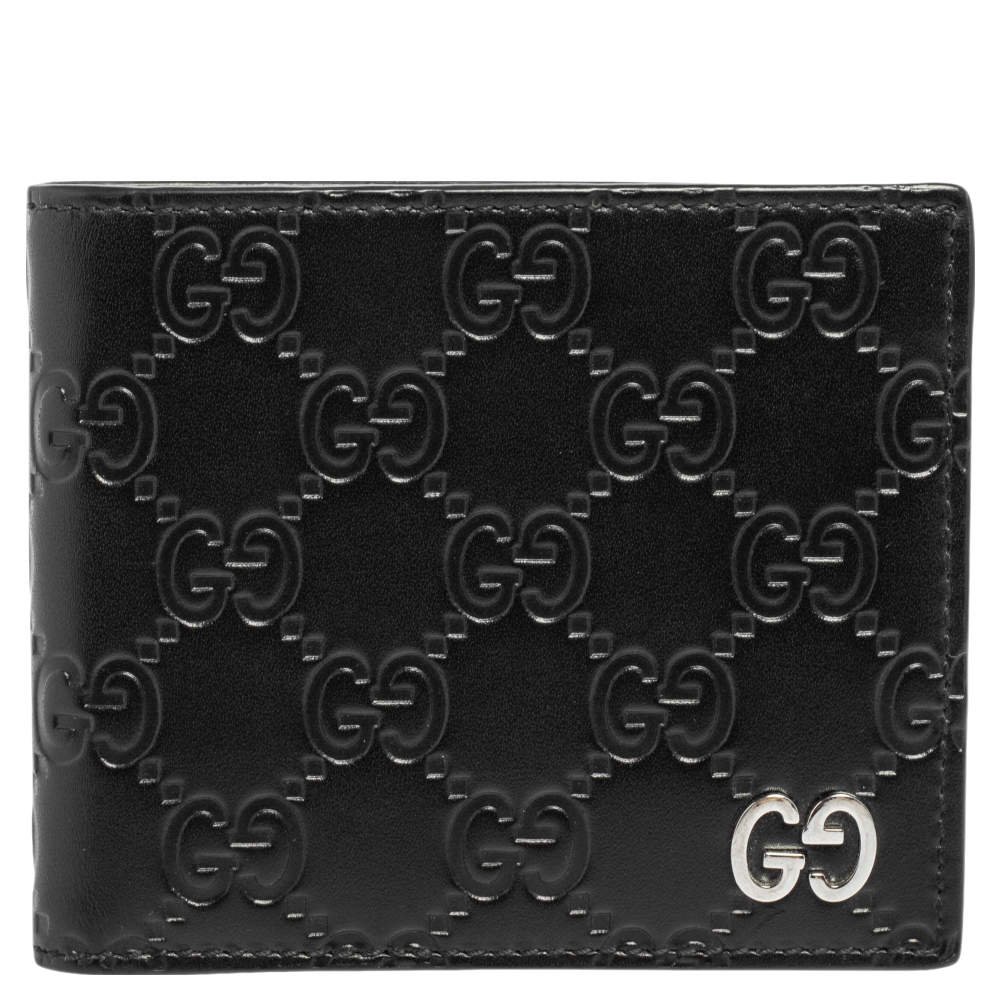 محفظة غوتشي جلد شهير أسود  ثنائية الطية