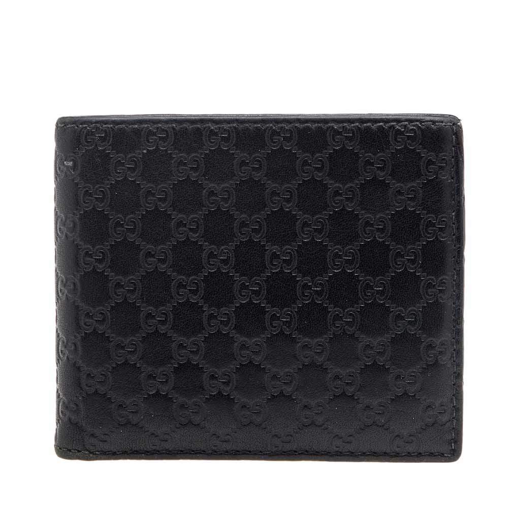 Gucci Black Microguccissima Leather Money Clip Bifold Wallet