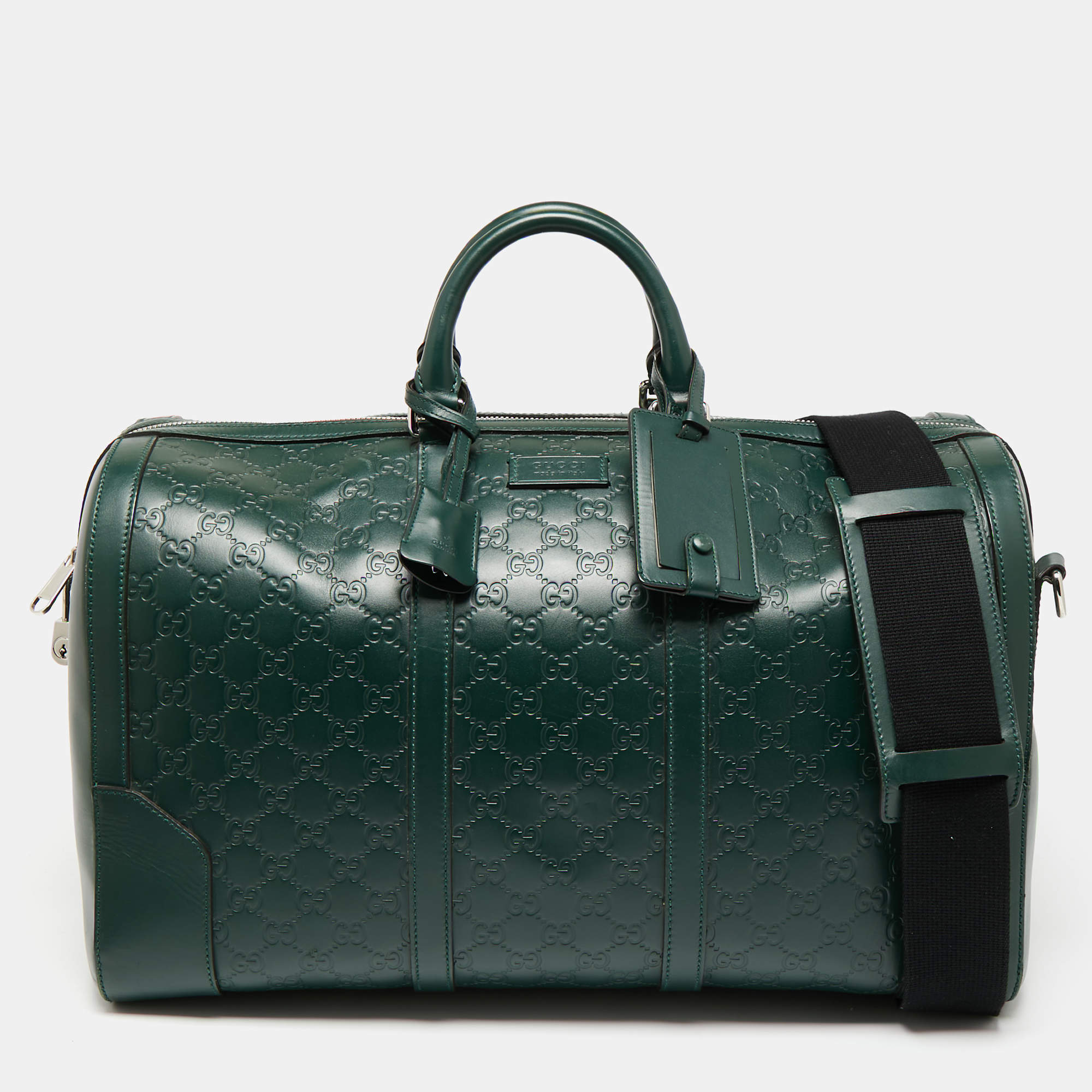 مملوكة مسبقًا Gucci Green Guccissima Leather Duffel Bag