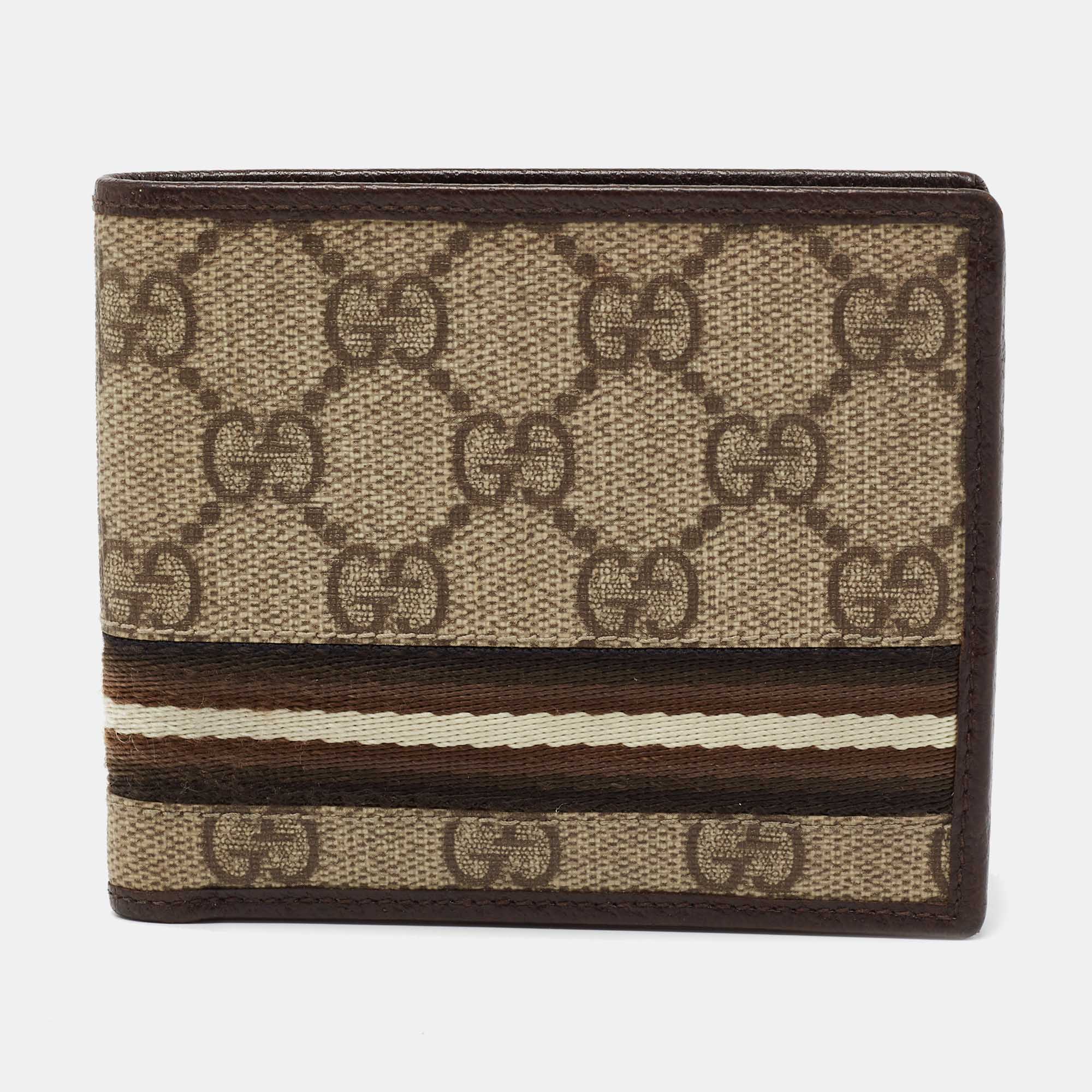 Gucci Bifold Wallet GG Supreme Tiger Beige in Coated Canvas - US