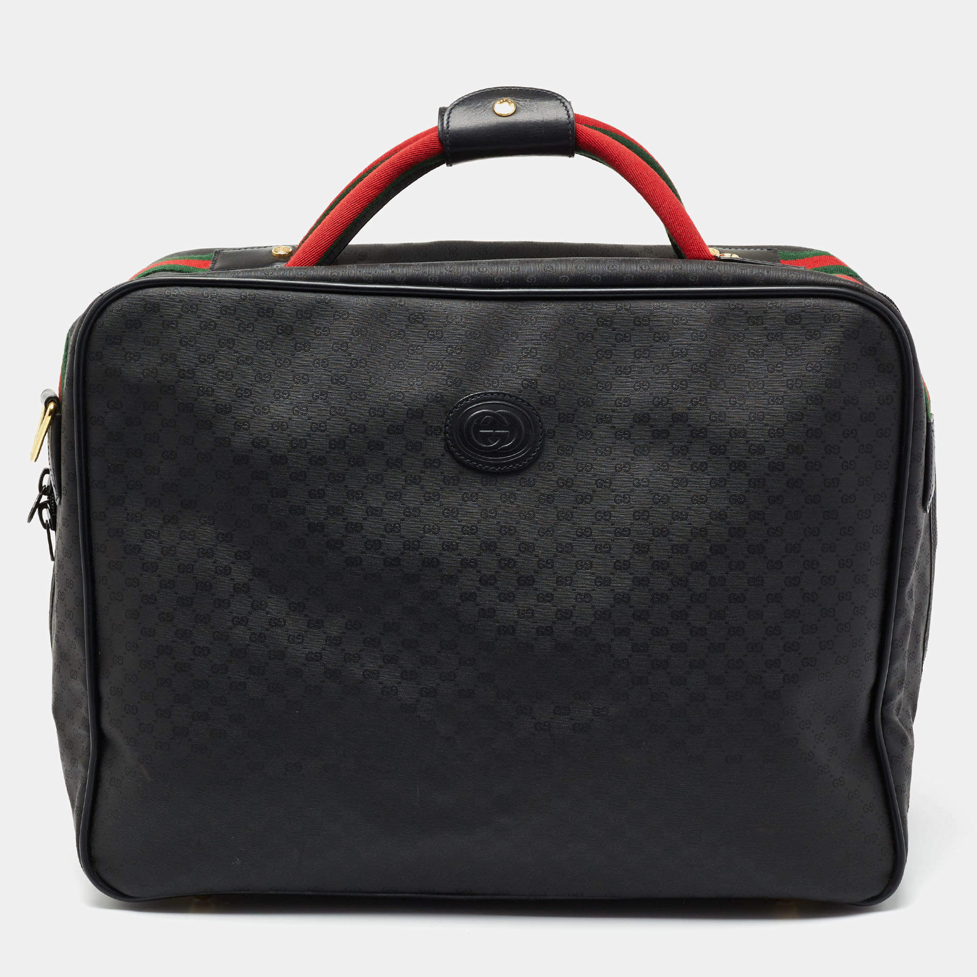 Gucci Black GG Supreme Canvas Vintage Web Travel Bag