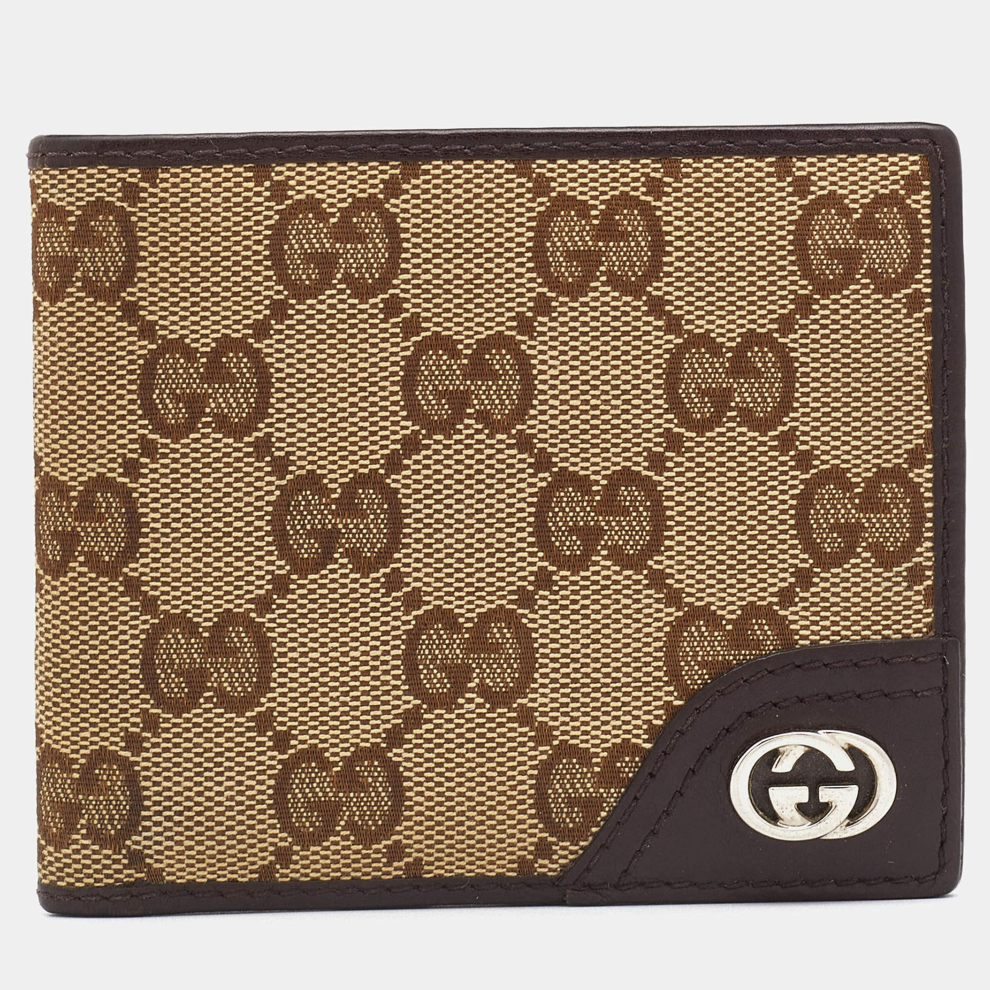 Gucci Beige/Brown GG Canvas and Leather Bifold Wallet