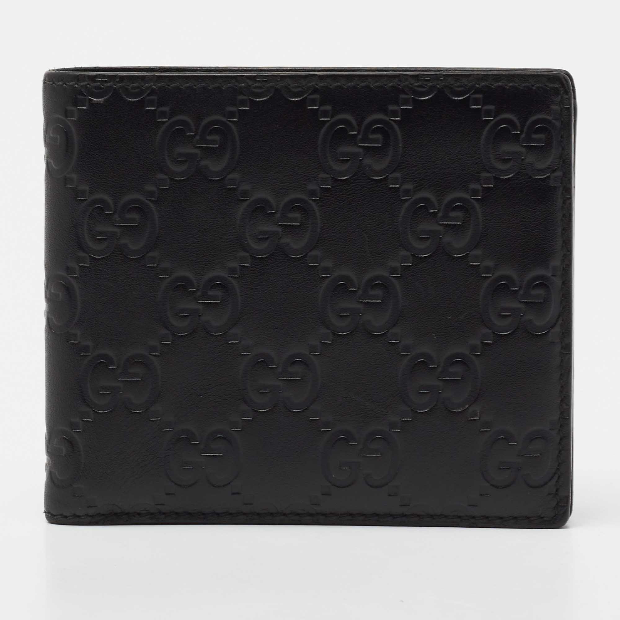Gucci Black Guccissima Leather Bifold Wallet